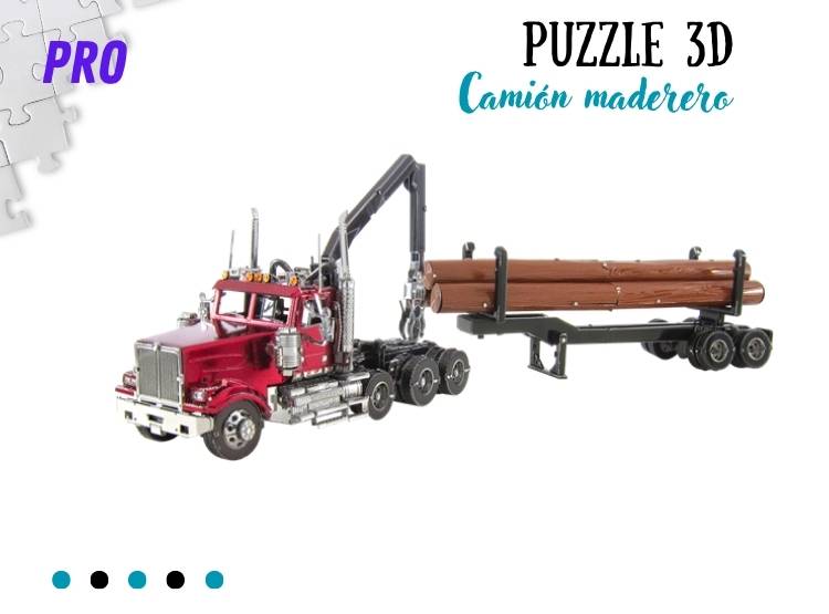 ROMPECABEZAS ARMABLE 3D CAMION MADERERO PARA NIÑOS Y ADULTOS - 1