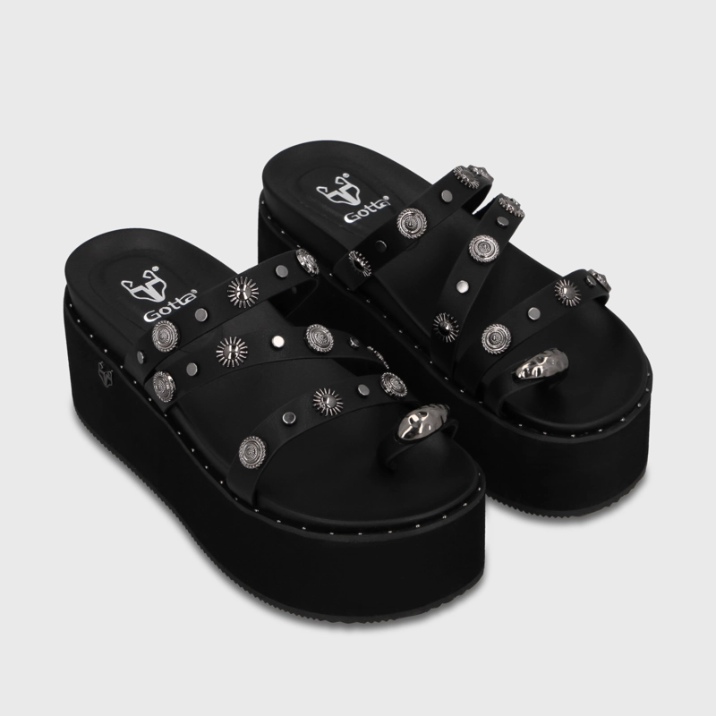 SANDALIA PLATAFORMA NEGRA MUJER 1566G GOTTA - 3