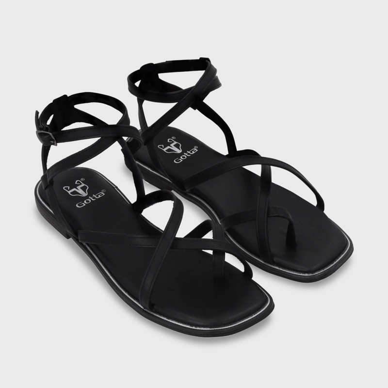 SANDALIA PLANA NEGRA MUJER 55221 GOTTA - 3