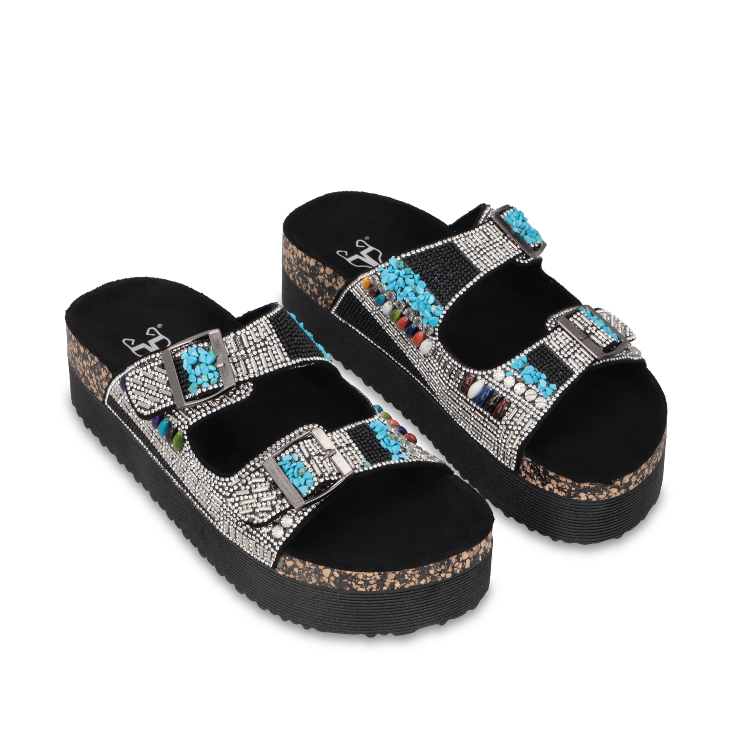 SANDALIA PLATAFORMA NEGRA MUJER 65952 - 3