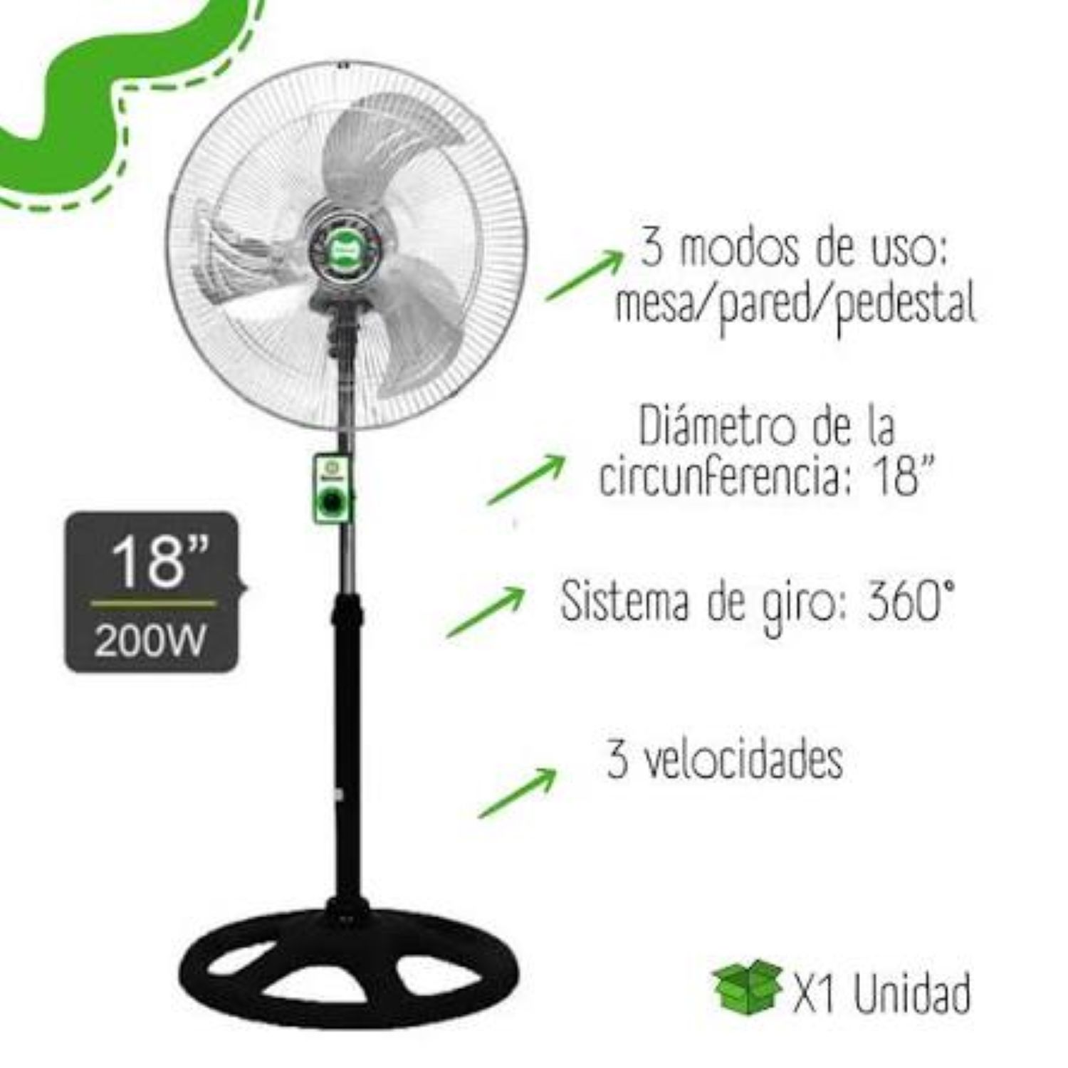 VENTILADOR DE PIE BOSSKO BK-8220VO 250 WATTS ORBITAL 3 EN 1 - 3