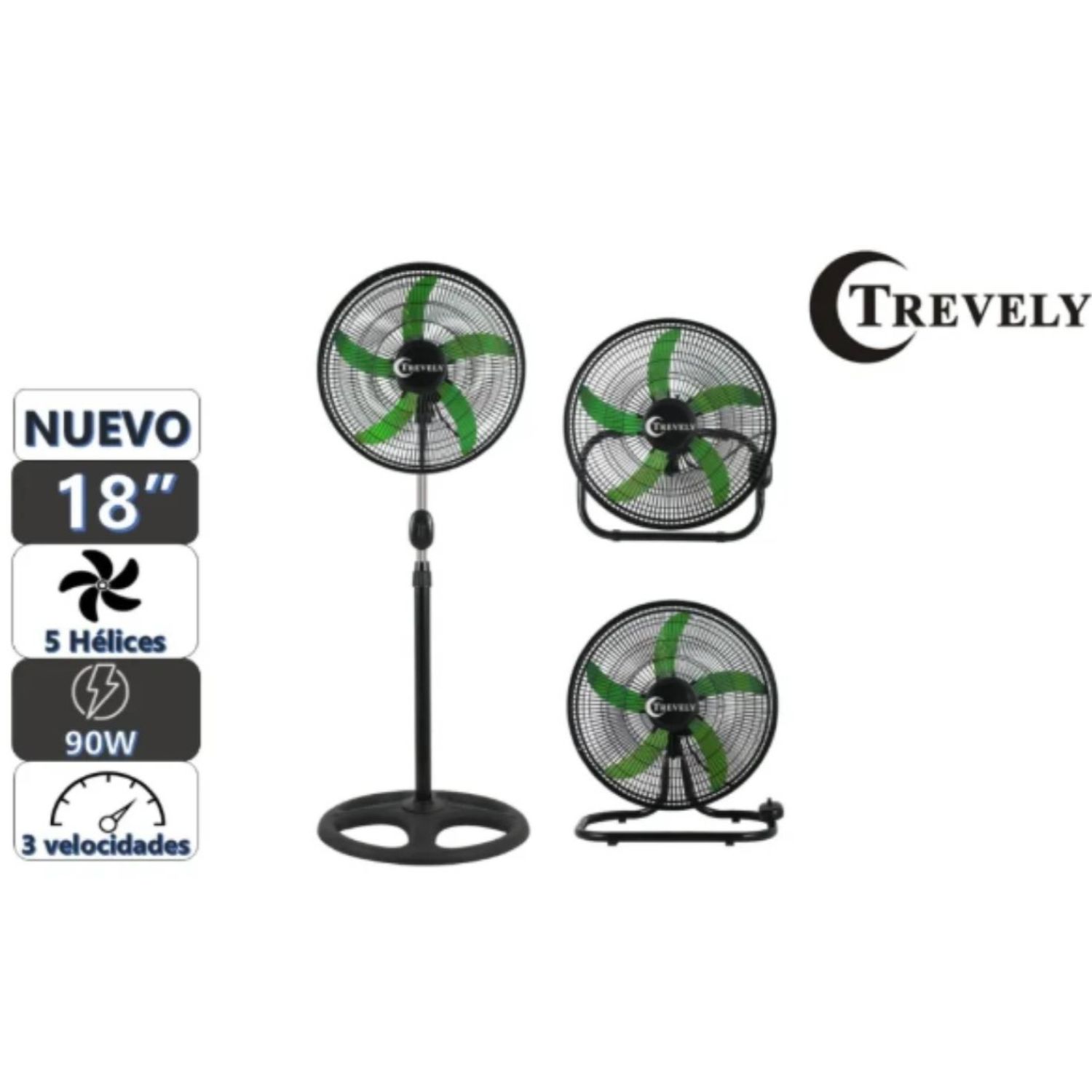 VENTILADOR TREVELY VT-1832 DE 18 3 EN 1 VARIEDAD DE COLORES - 2