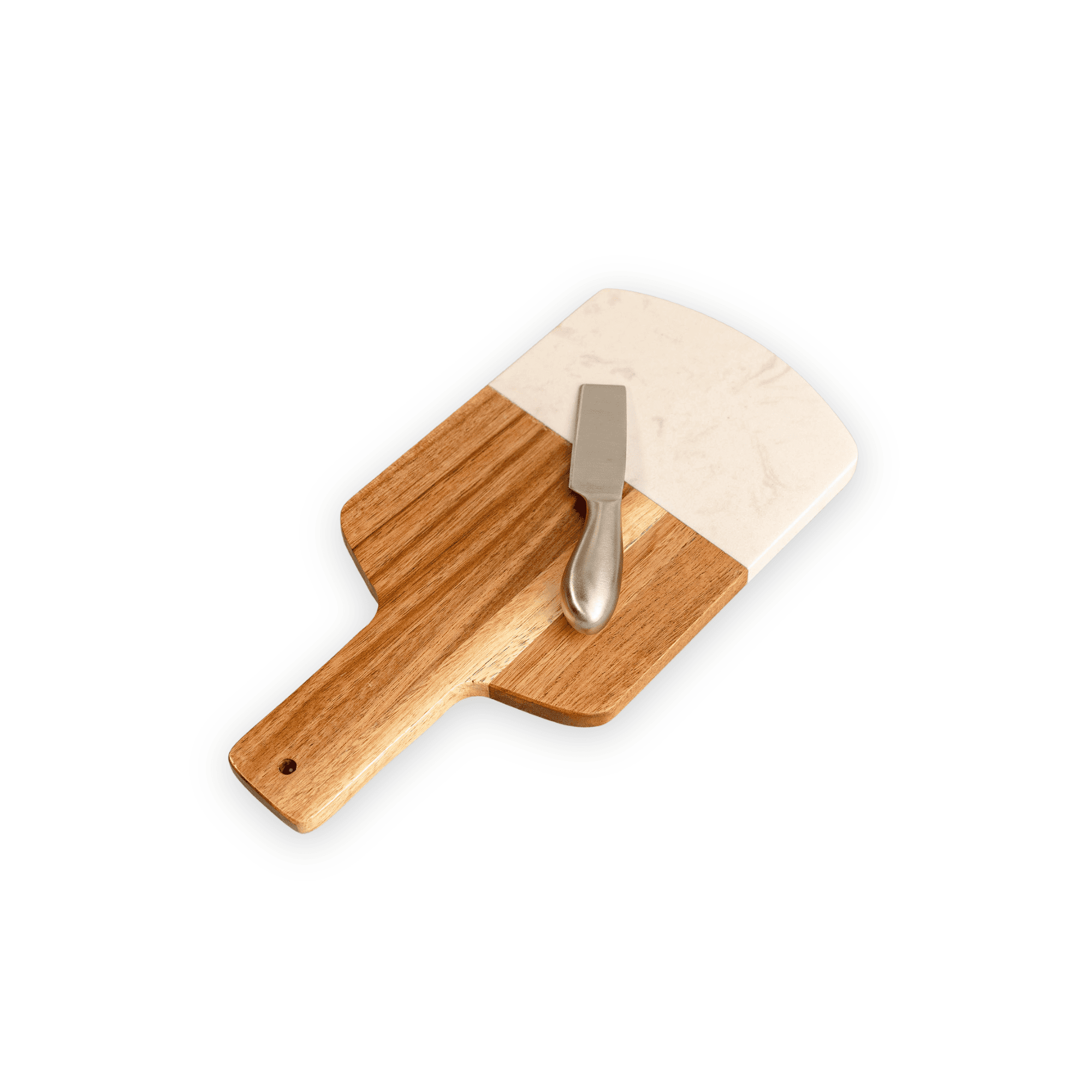TABLA COMPACTA DE QUESOS Y CHARCUTERÍA DE MÁRMOL Y ACACIA CON CUCHILLO - 1