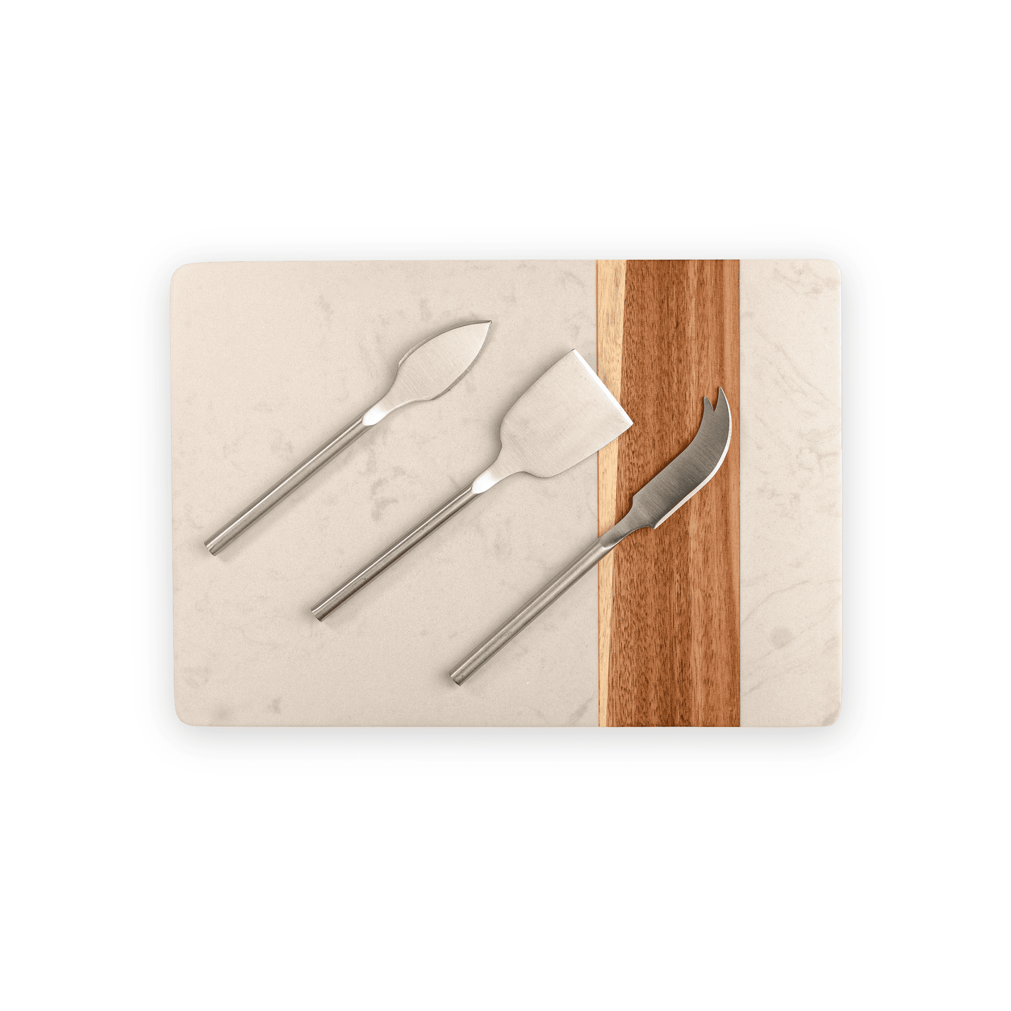 TABLA DE QUESOS Y CHARCUTERÍA DE MÁRMOL Y ACACIA CON SET DE CUCHILLOS - 2