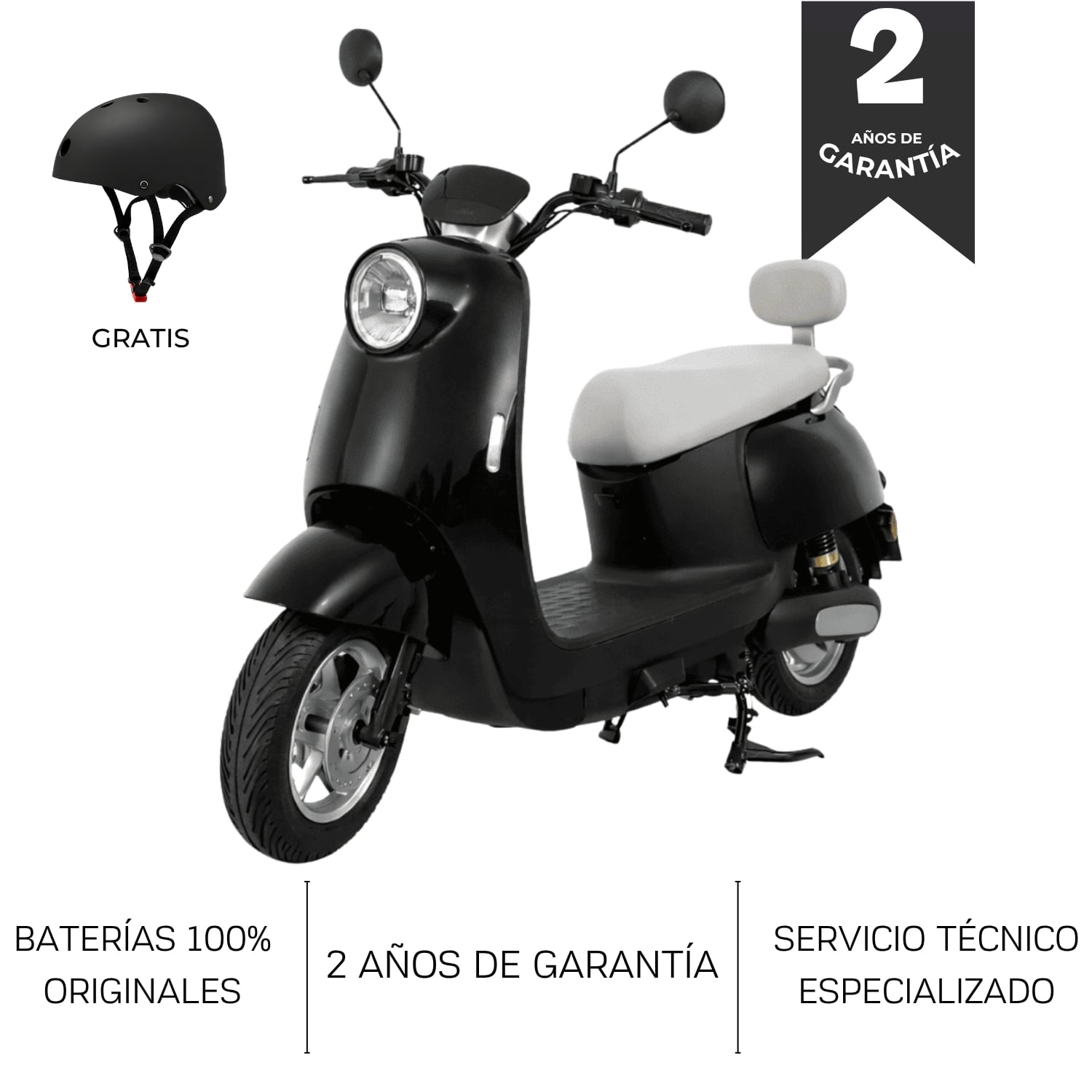 BICIMOTO ELECTRICA URBAN VINTAGE PRO 1000W COLOR NEGRO + CASCO GRATIS - 1