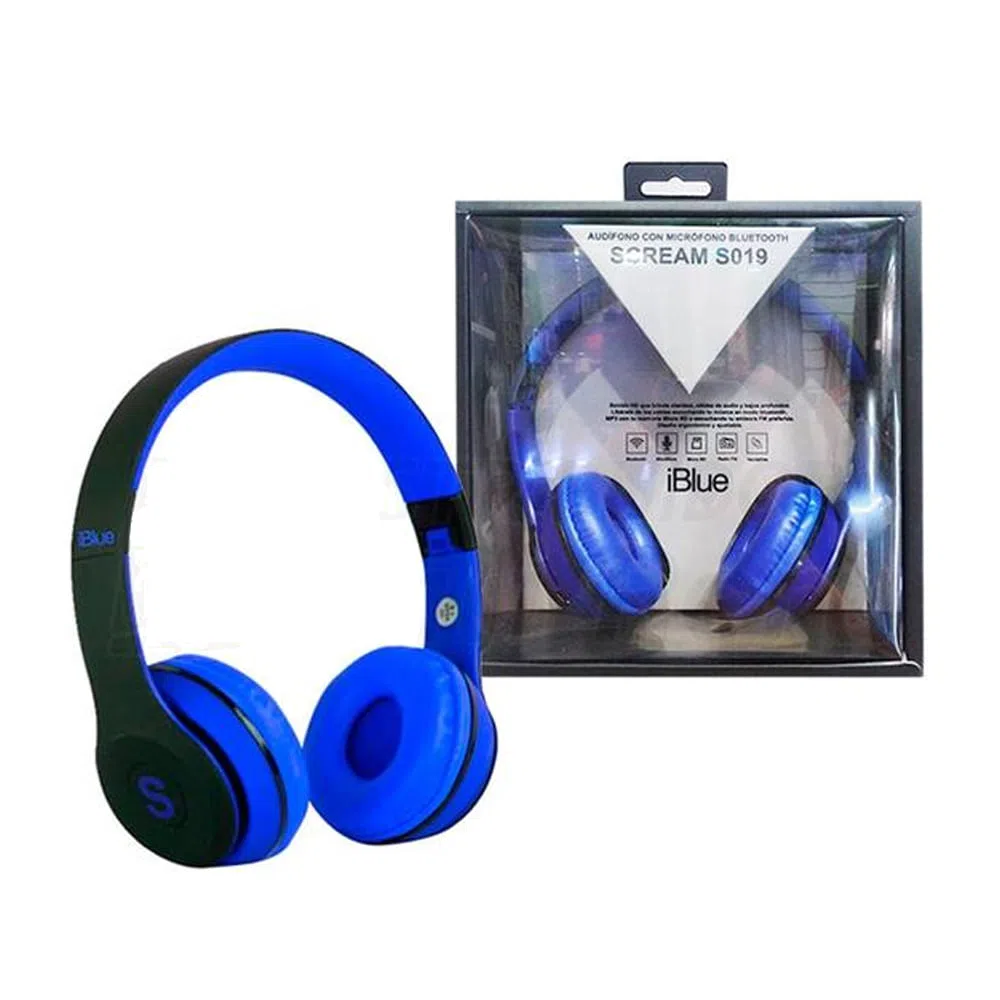 AUDÍFONO I BLUE SCREAM S019 BLUETOOTH CON MICROFONO AZUL - 2
