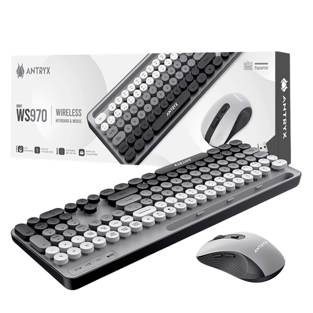 KIT ANTRYX TECLADO Y MOUSE INALÁMBRICO WS-970 GRIS - 3