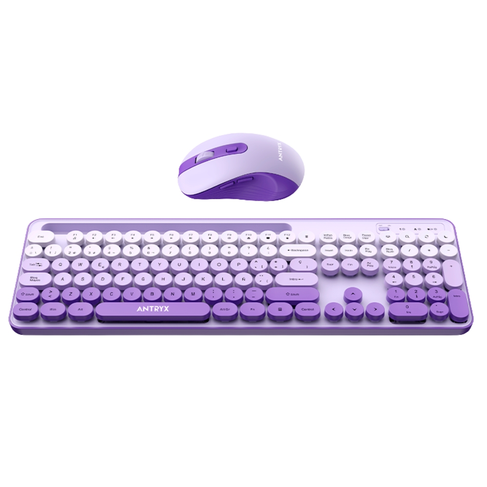 KIT ANTRYX TECLADO Y MOUSE INALÁMBRICO WS-970 PÚRPURA - 1
