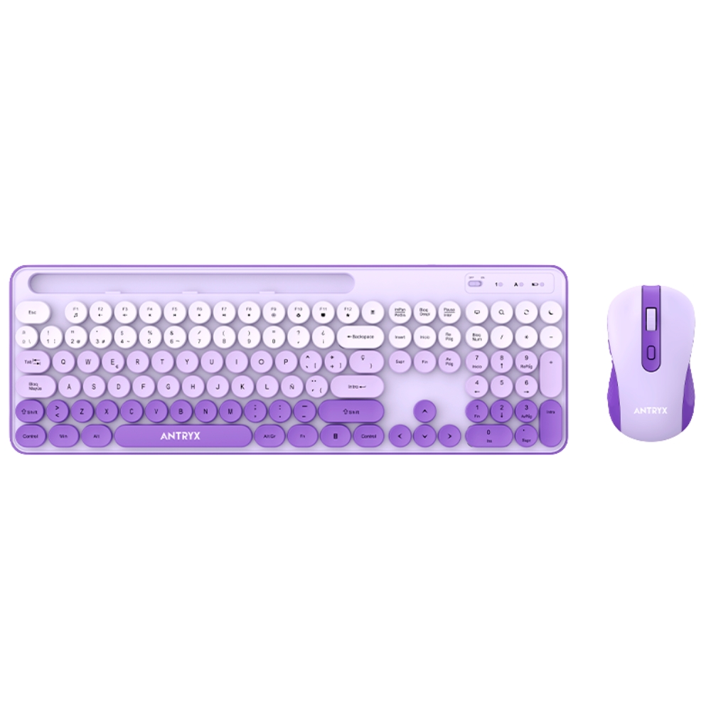 KIT ANTRYX TECLADO Y MOUSE INALÁMBRICO WS-970 PÚRPURA - 2