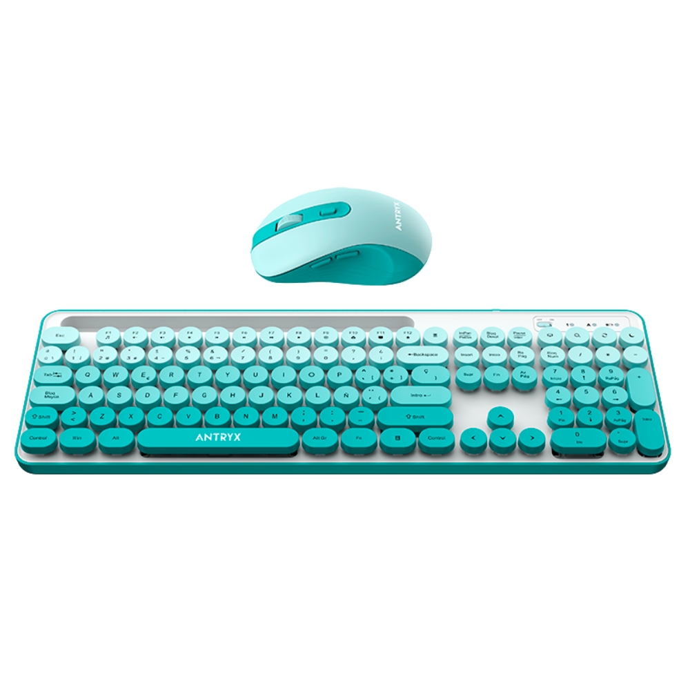KIT ANTRYX TECLADO Y MOUSE INALÁMBRICO WS-970 VERDE - 1
