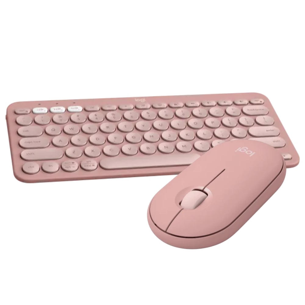 COMBO LOGITECH TECLADO K380S Y MOUSE PEBBLE 2 KEYS BLUETOOTH ROSADO - 1