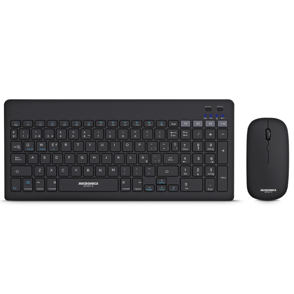 KIT INALÁMBRICO MICRONICS TECLADO Y MOUSE SPIRIT MIC WT800 NEGRO - 1