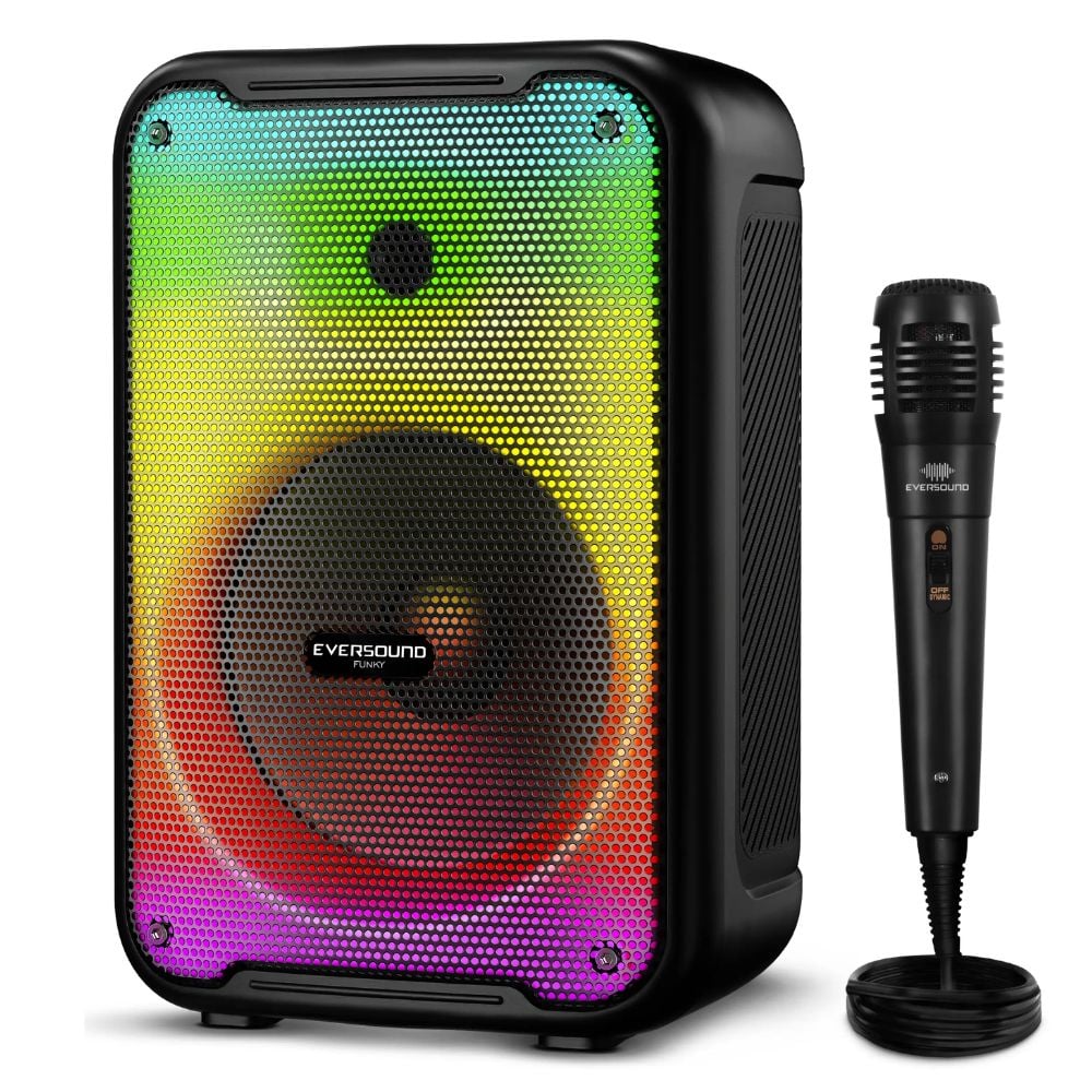 PARLANTE EVERSOUND FUNKY 8″ EV 3003 CONEXION BLUETOOTH ILUMINACION RGB COLOR NEGRO - 1