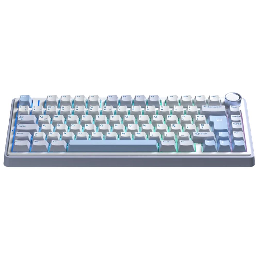 TECLADO AULA F75 RGB INALÁMBRICO ES BLANCO Y CELESTE SWITCH REAPER + MOUSEPAD REDRAGON AK1S - 3