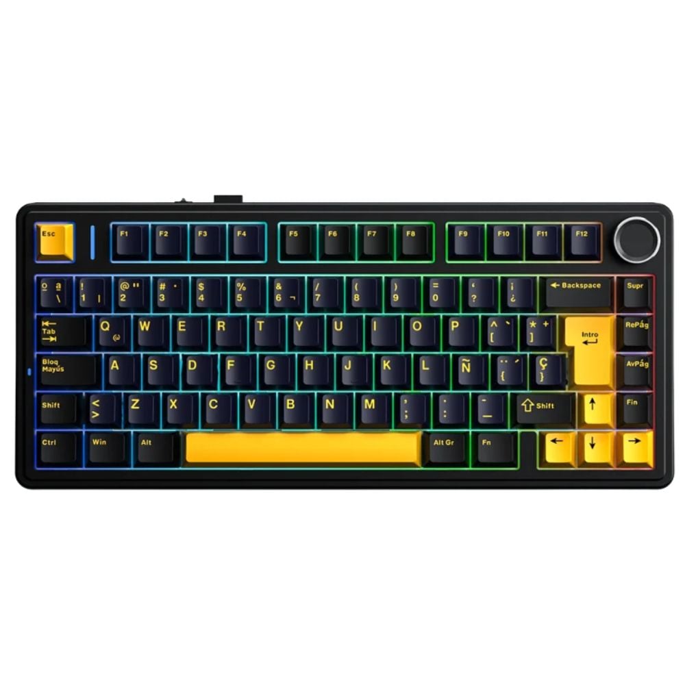 TECLADO AULA F75 MECANICO RGB INALAMBRICO NEGRO Y AMARILLO SWITCH REAPER - 1