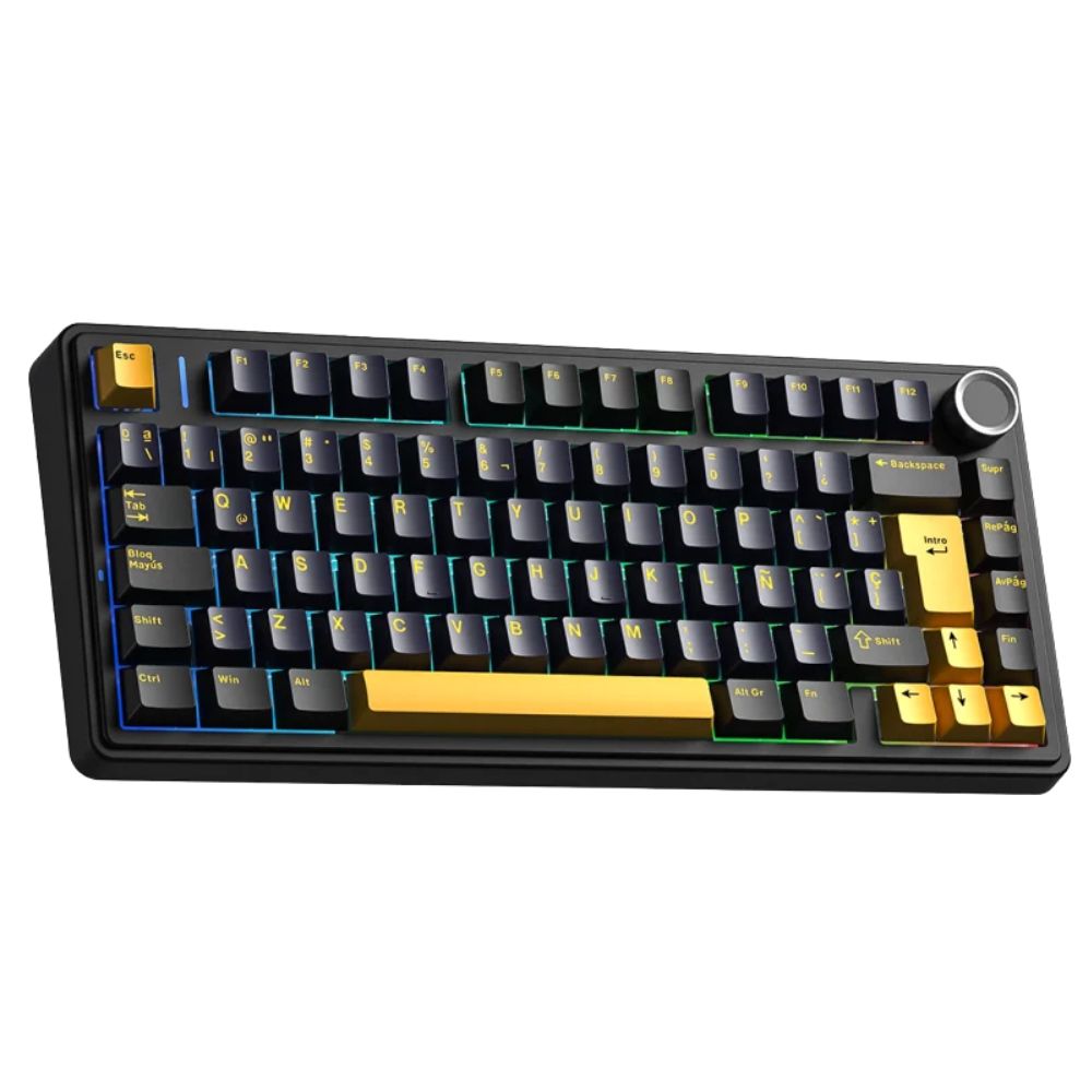 TECLADO AULA F75 MECANICO RGB INALAMBRICO NEGRO Y AMARILLO SWITCH REAPER - 2