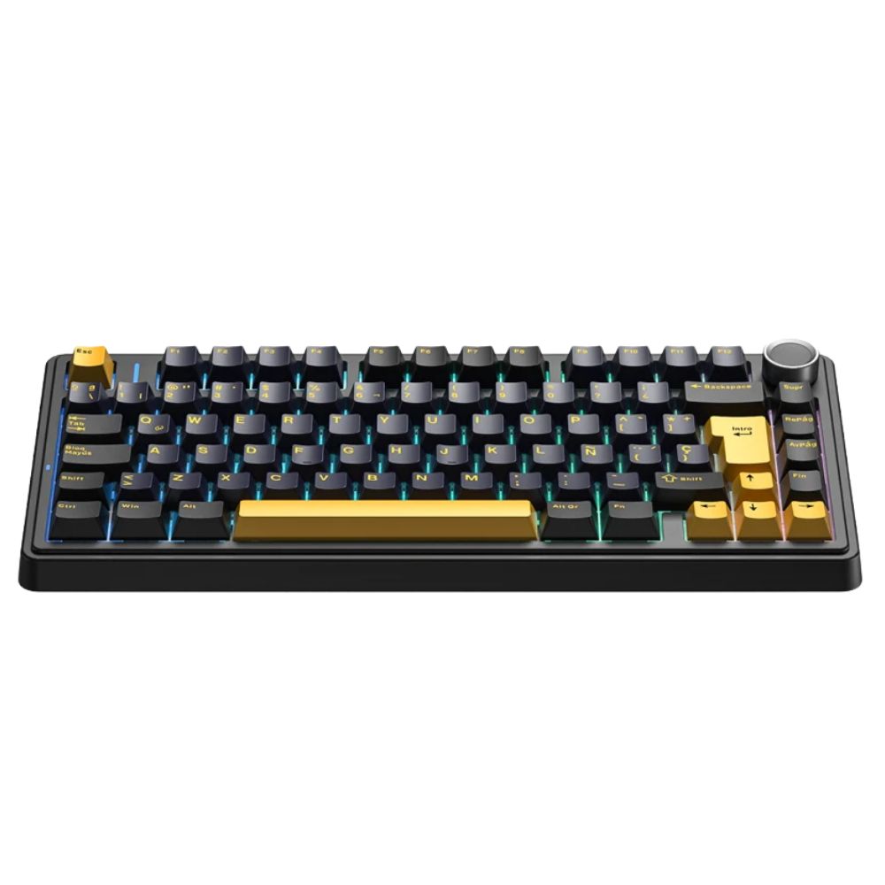 TECLADO AULA F75 MECANICO RGB INALAMBRICO NEGRO Y AMARILLO SWITCH REAPER - 3