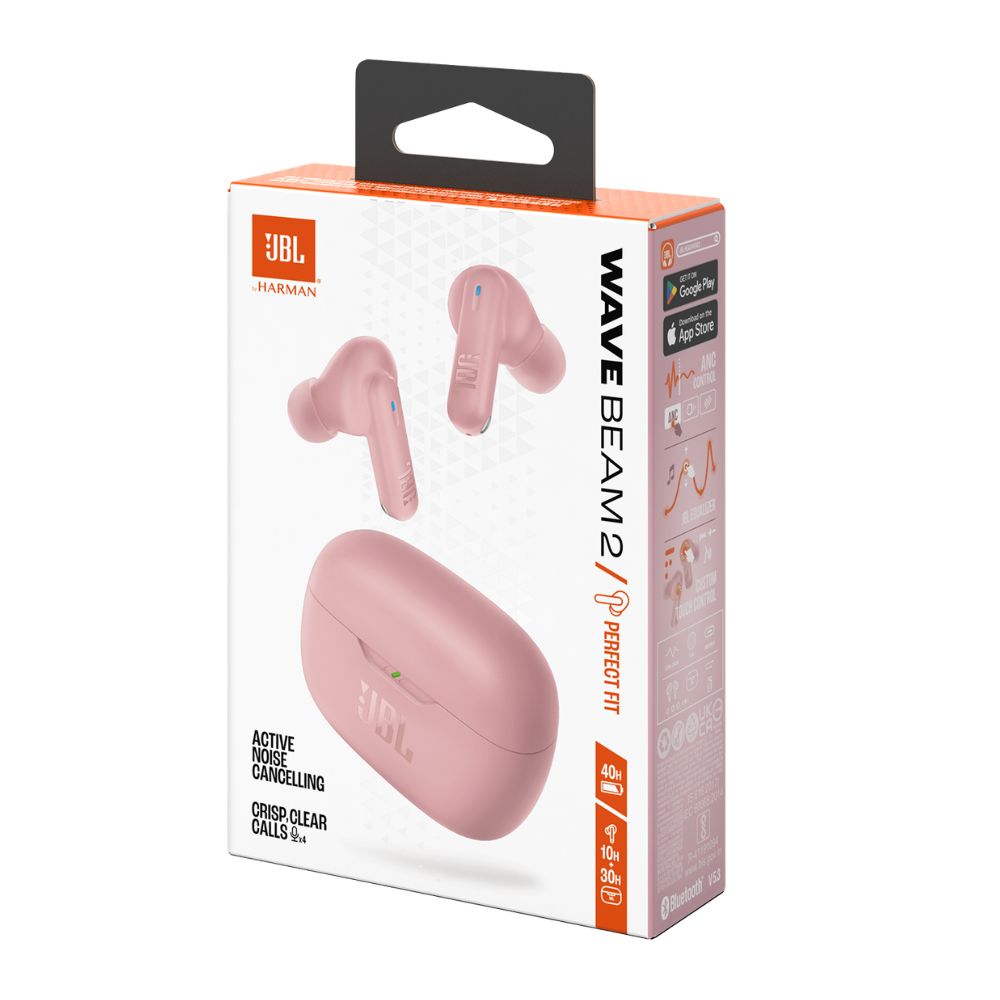 AUDÍFONOS BLUETOOTH TRUE WIRELESS JBL WAVE BEAM 2 CANCELACIÓN DE RUIDO 40H ROSA - 3