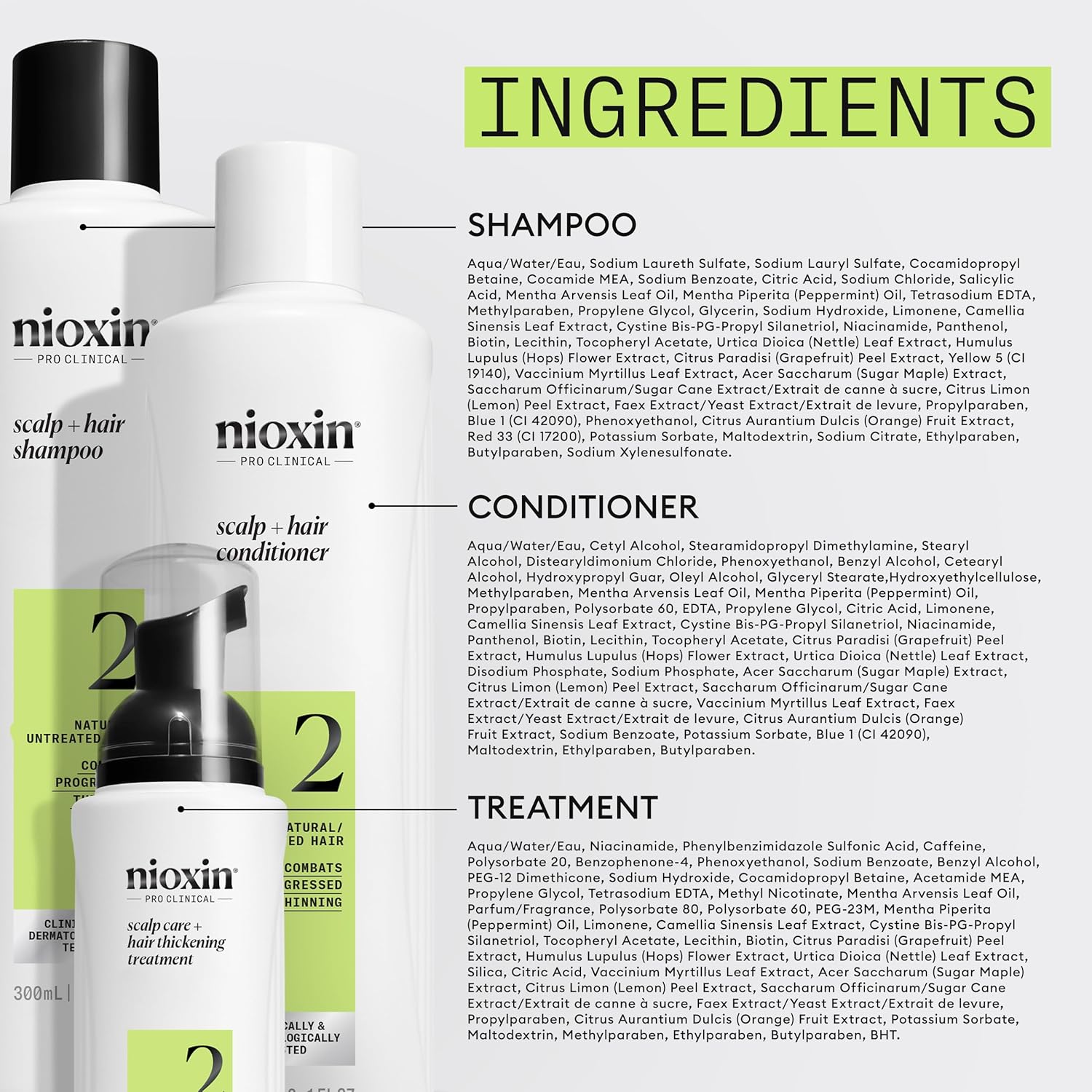 SHAMPOO NIOXIN EMPHASENXS2009 1000ML DENSIFICADOR + ACONDICIONADOR CABELLO NATURAL 2 - 8