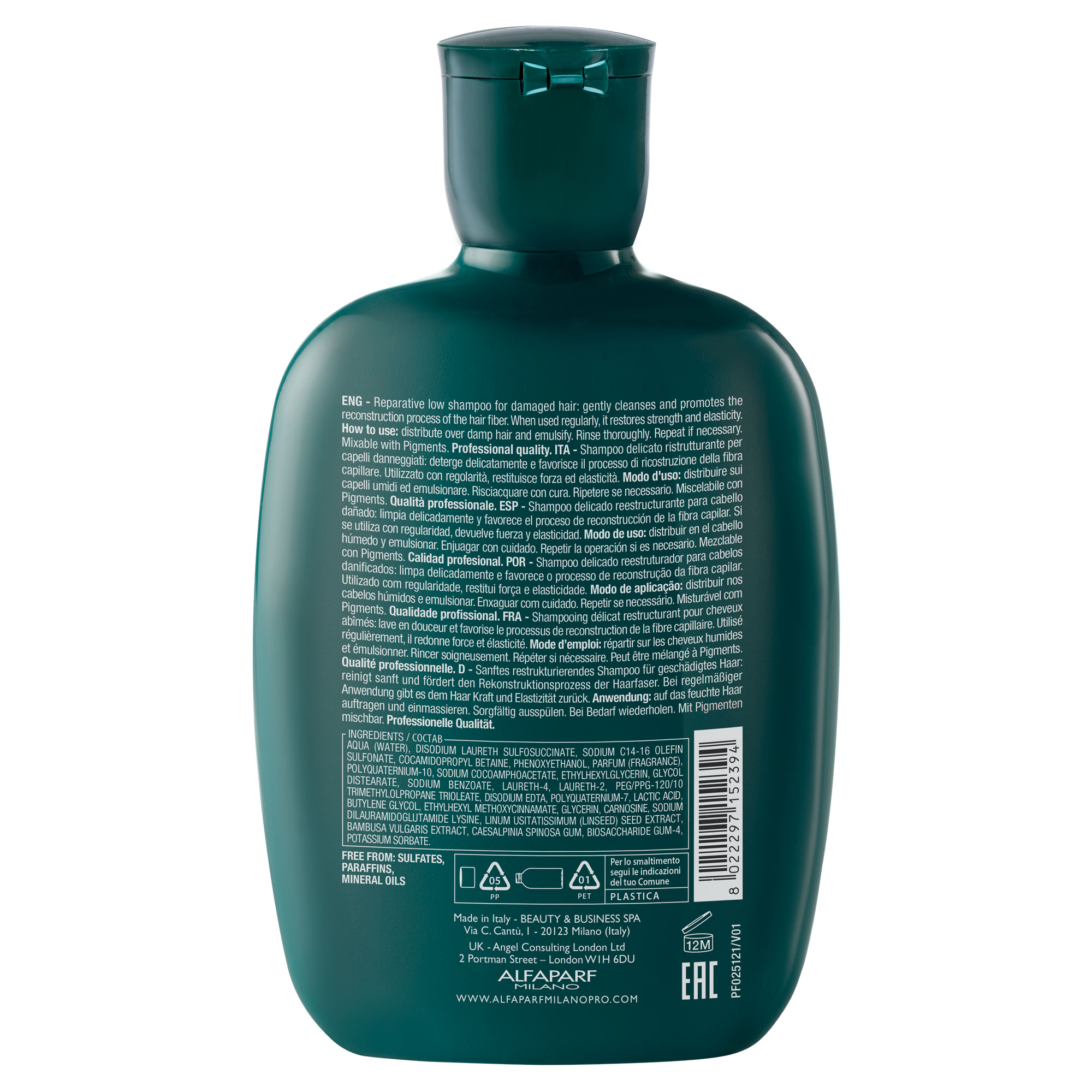 SHAMPOO ALFAPARF MILANO EMPHASEASDLR011 250ML REPARADOR SIN SAL + AMPOLLAS SOS RECONSTRUCTION - 2