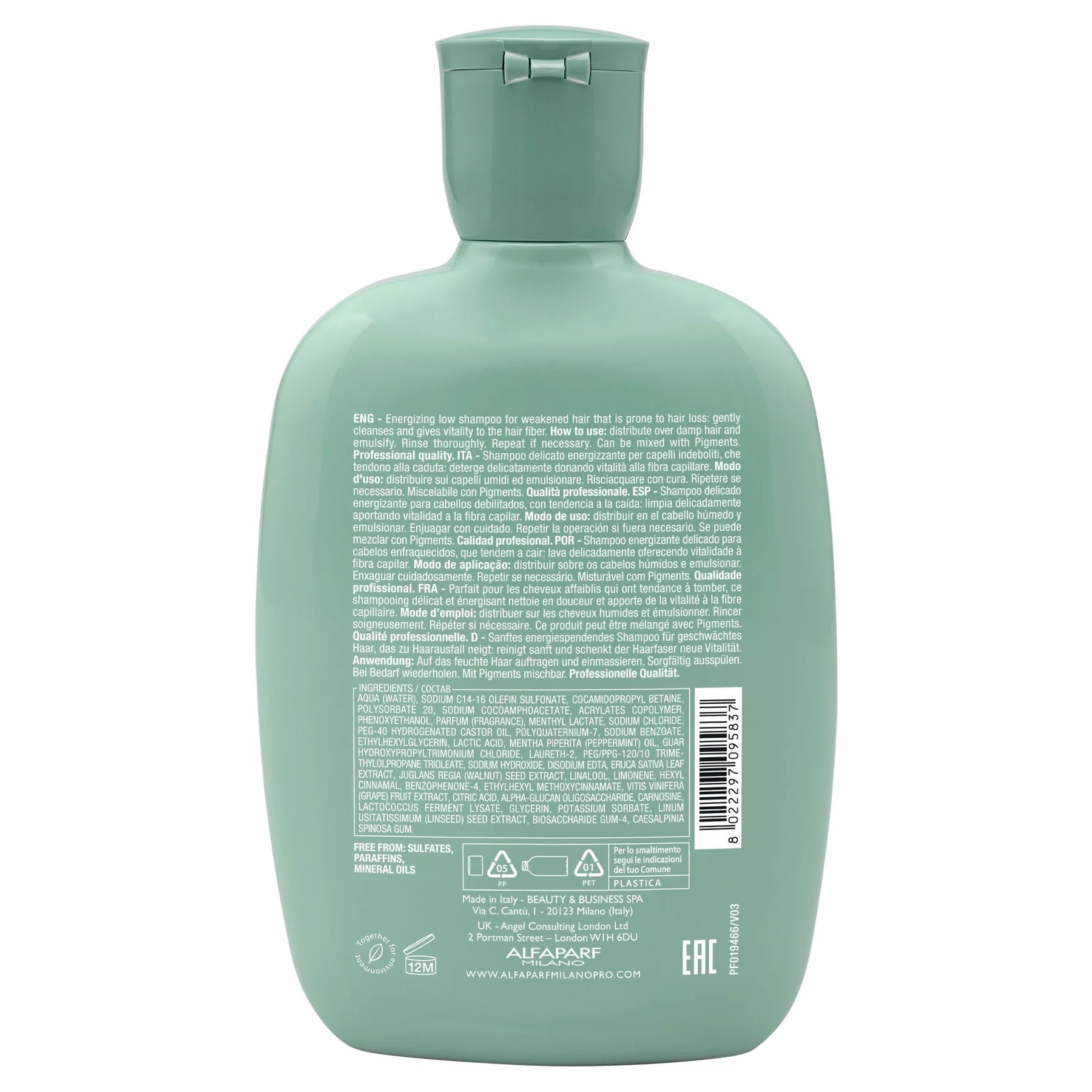 SHAMPOO ANTICAÍDA ALFAPARF MILANO EMPHASEASDLSC01 250ML SIN SAL SCALP RENEW HAIR LOSS - 2
