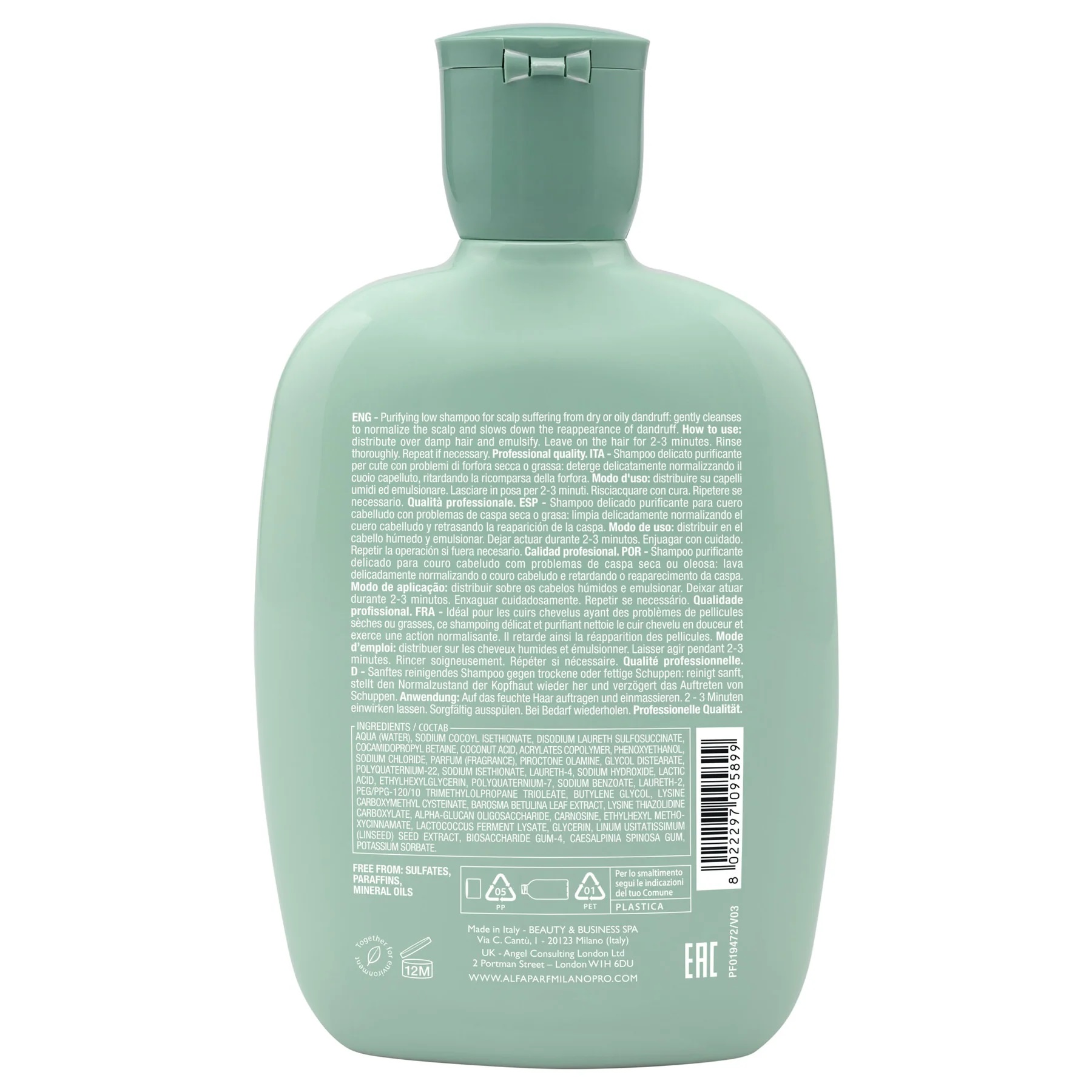 SHAMPOO ANTICASPA ALFAPARF MILANO EMPHASEASDLSC11 250ML SIN SAL SCALP REBALANCE DANDRUFF - 2