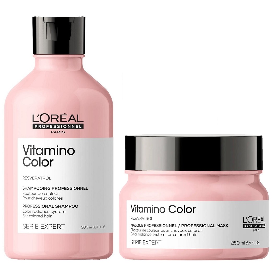 SHAMPOO LOREAL PROFESSIONNEL EMPHASELOVC008 300ML CABELLO TEÑIDO + MASCARILLA LOREAL VITAMINO COLOR - 1