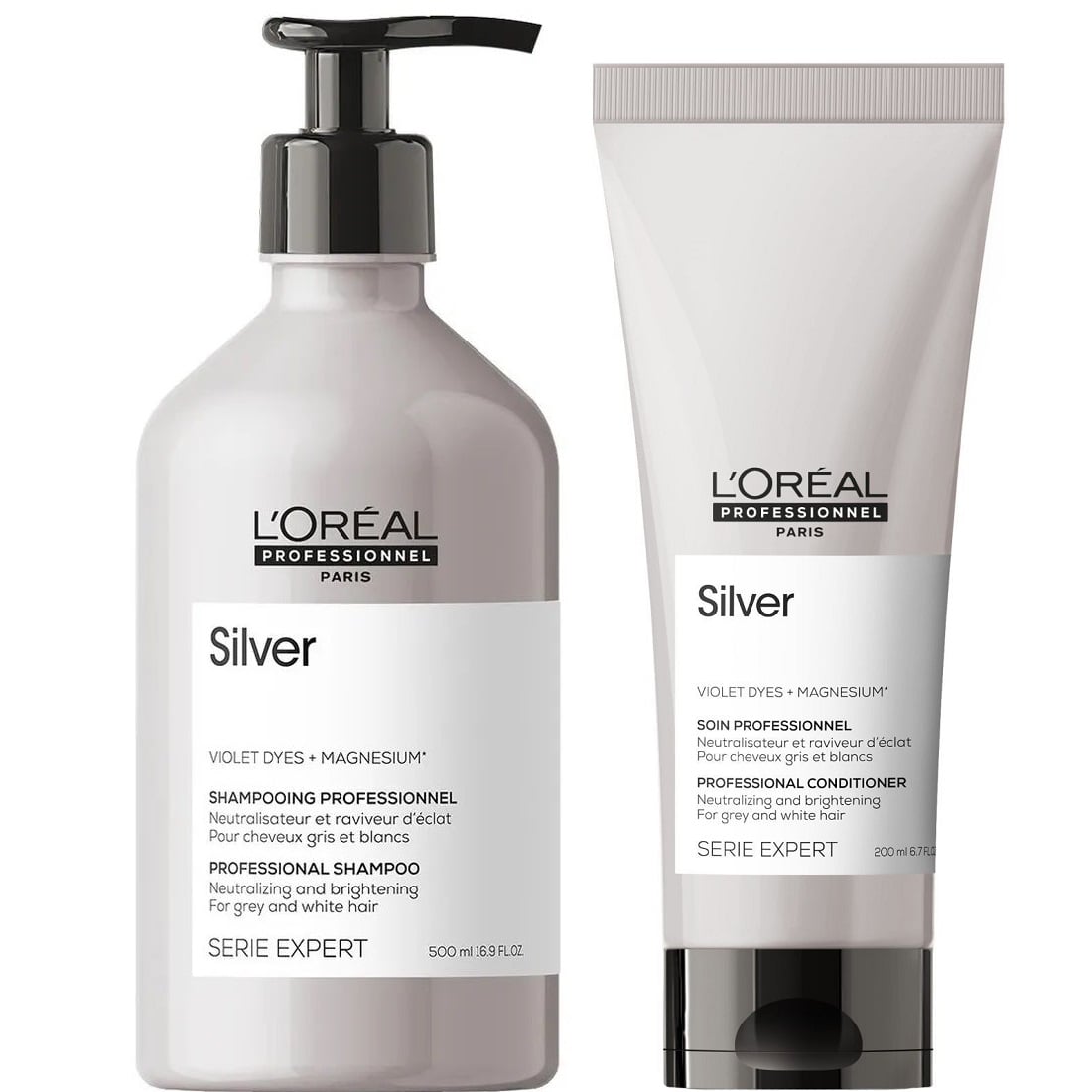 SHAMPOO LOREAL PROFESSIONNEL EMPHASELOSI005 300ML CABELLO GRIS O CANAS 500 +ACONDICIONADOR LOREAL SILVER - 2