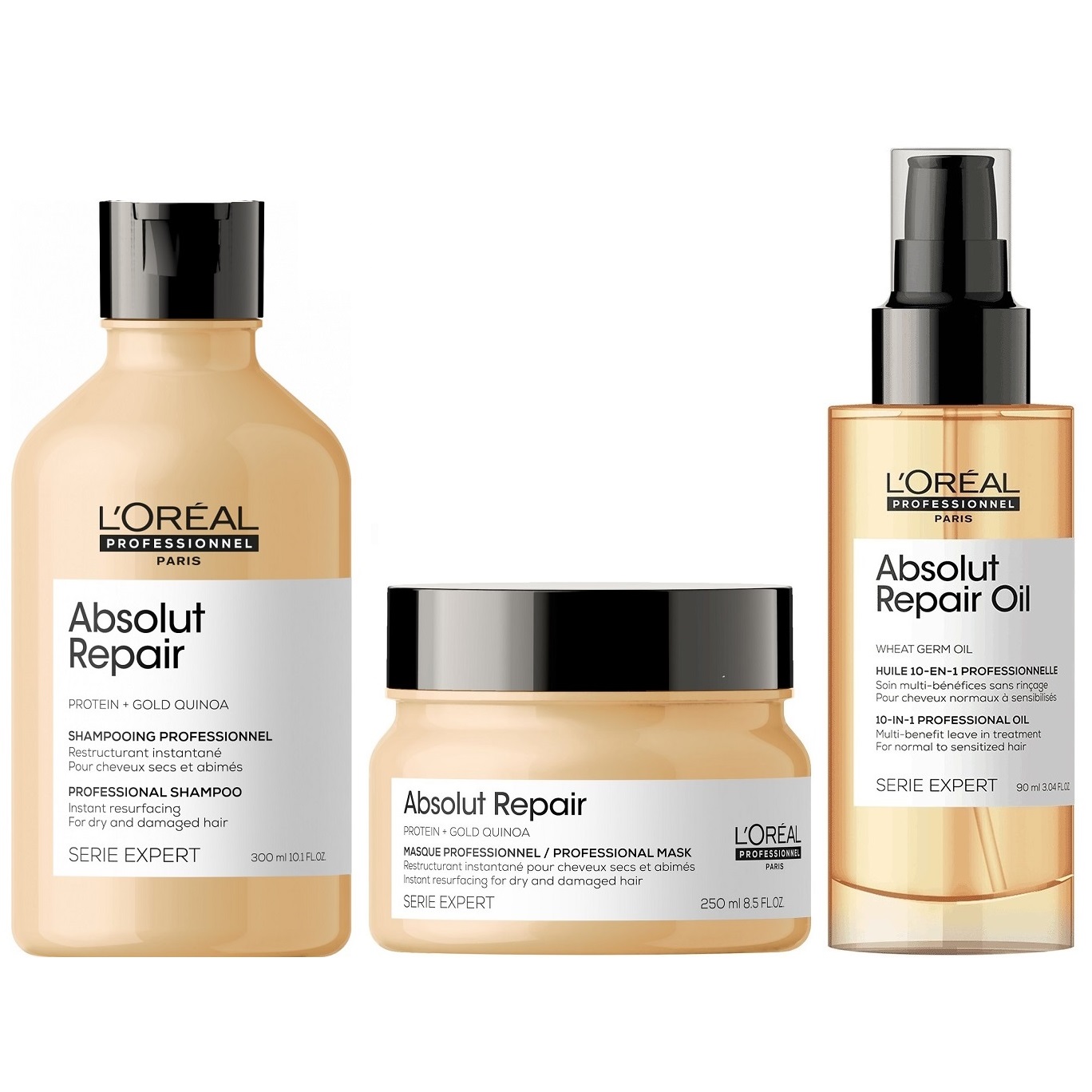 SHAMPOO LOREAL PROFESSIONNEL EMPHASELOARL012 300ML + MASCARILLA + SÉRUM LOREAL ABSOLUT REPAIR - 1