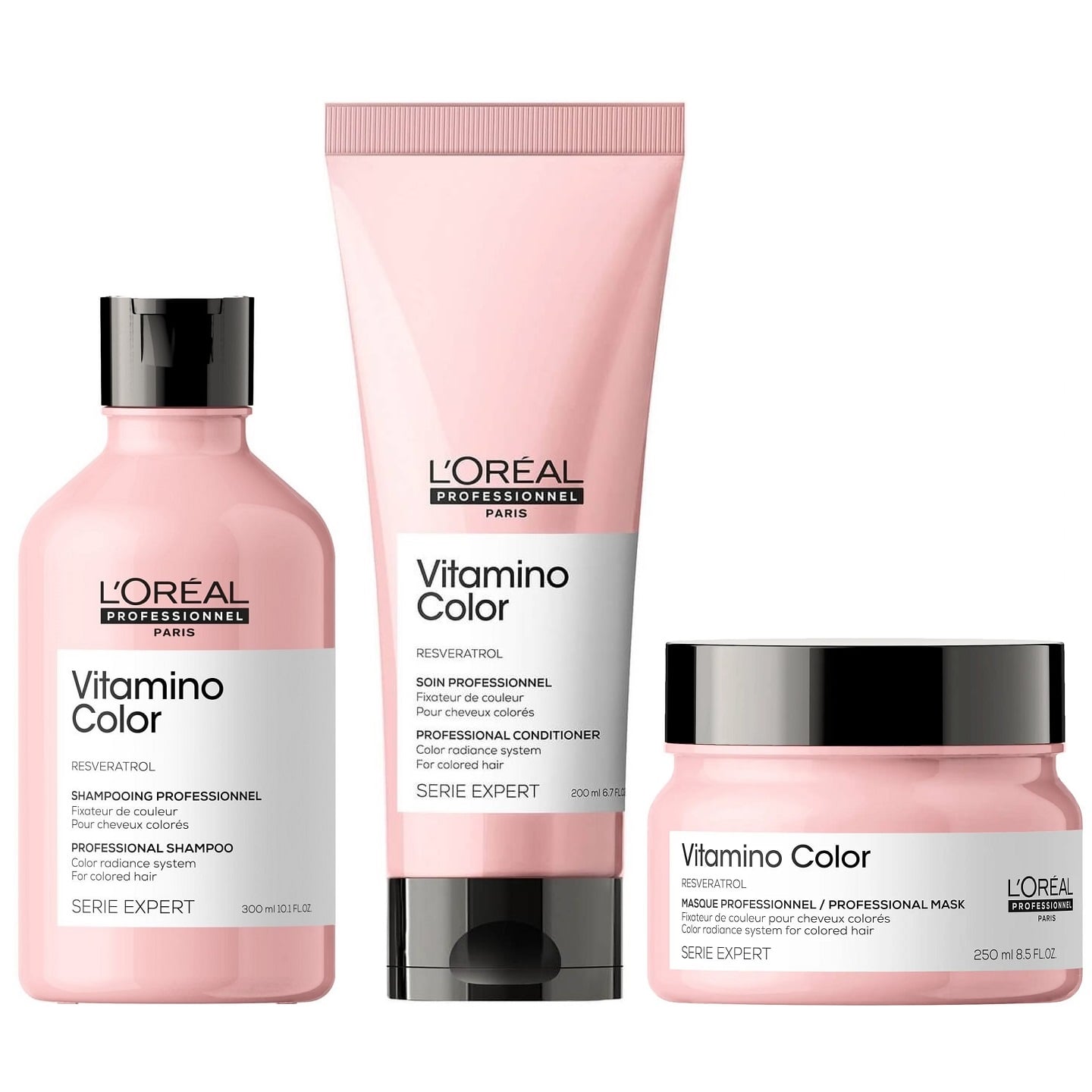 SHAMPOO LOREAL PROFESSIONNEL EMPHASELOVC010 300ML + ACONDICIONADOR + MASCARILLA LOREAL VITAMINO COLOR - 1