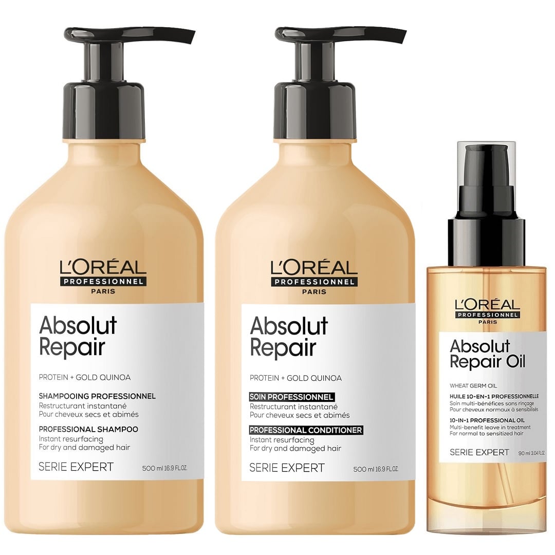 SHAMPOO LOREAL PROFESSIONNEL EMPHASELOARL020 500ML + ACONDICIONADOR + SÉRUM LOREAL ABSOLUT REPAIR - 1