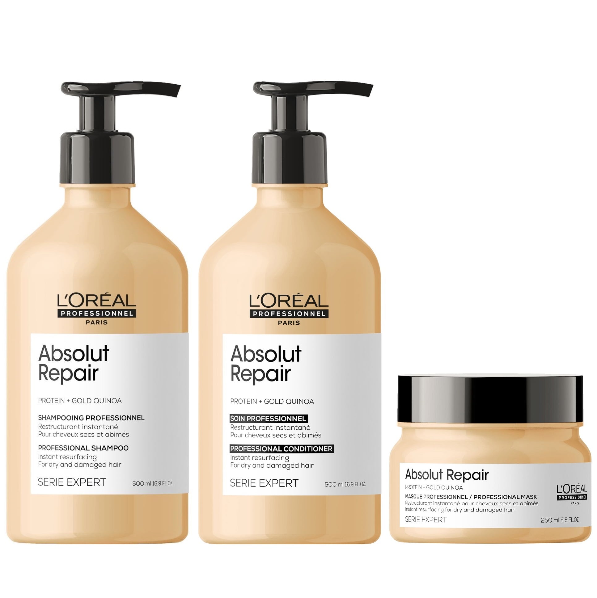 SHAMPOO LOREAL PROFESSIONNEL EMPHASELOARL019 500ML REPARADOR + CONDITION + MASCARILLA LOREAL ABSOLUT REPAIR - 1