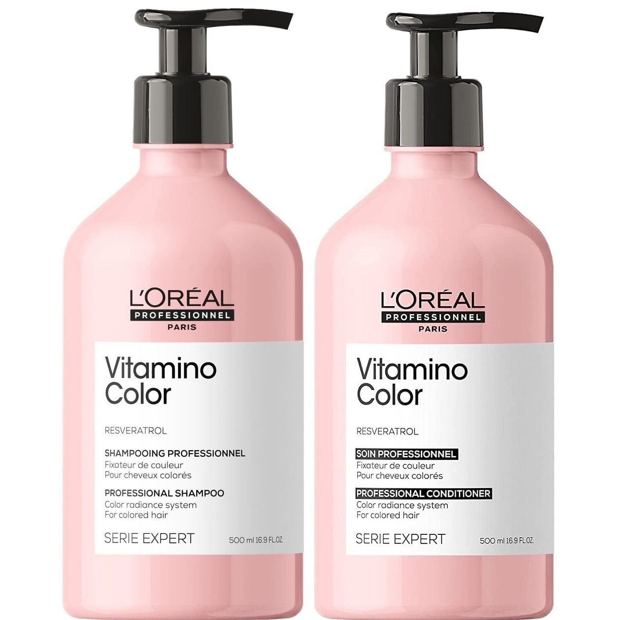 SHAMPOO LOREAL PROFESSIONNEL EMPHASELOVC014 500ML CABELLO TEÑIDO + ACONDICIONADOR LOREAL VITAMINO COLOR - 1