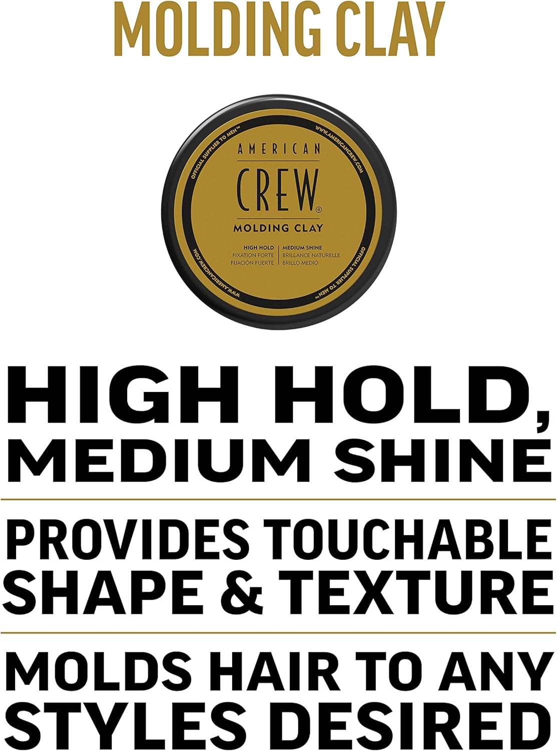CERA AMERICAN CREW DÚO MOLDING CLAY FIJACIÓN FUERTE Y BRILLO MEDIO MEN - 5