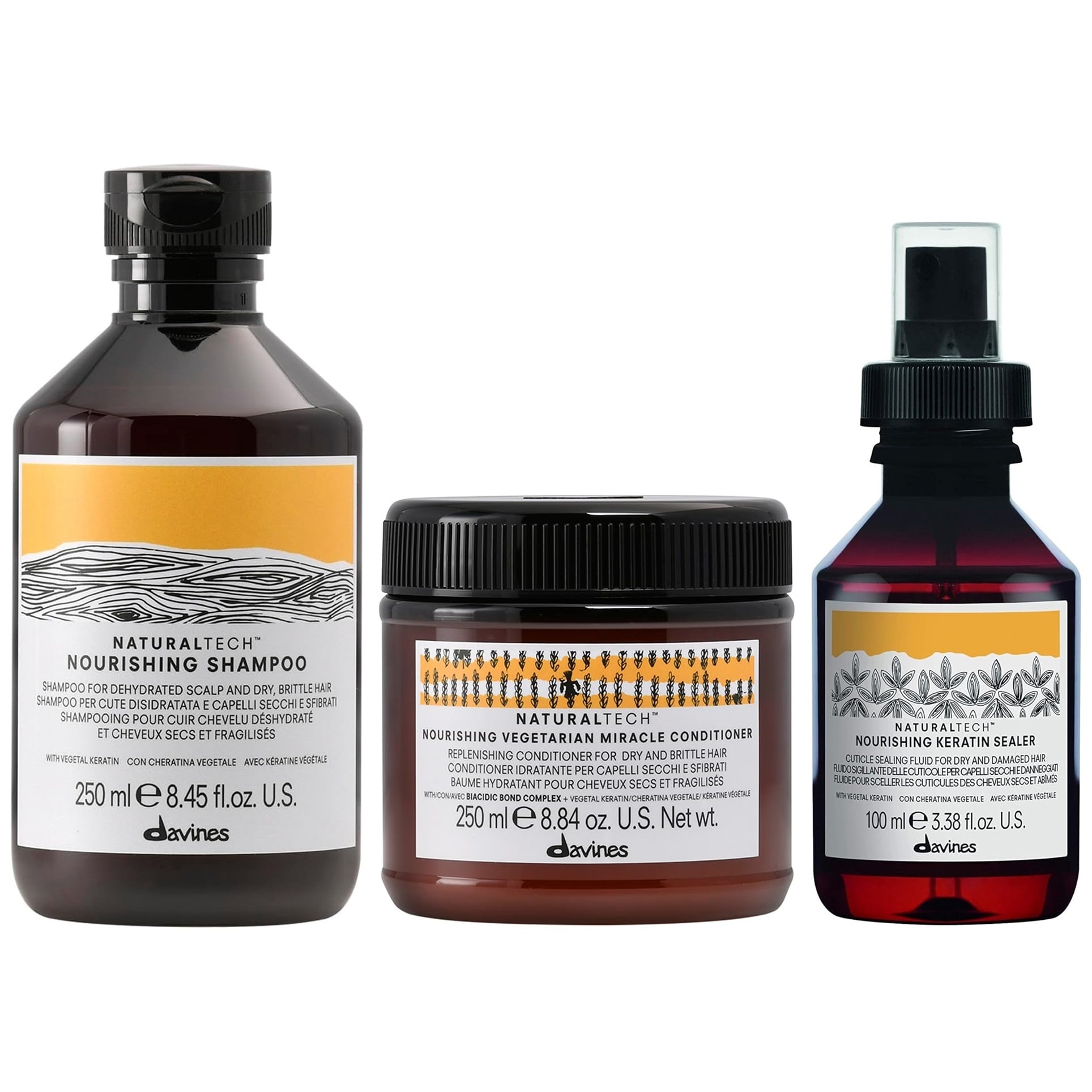 SHAMPOO NUTRITIVO 250ML + ACONDICIONADOR + SEALER DAVINES NOURISHING - 1