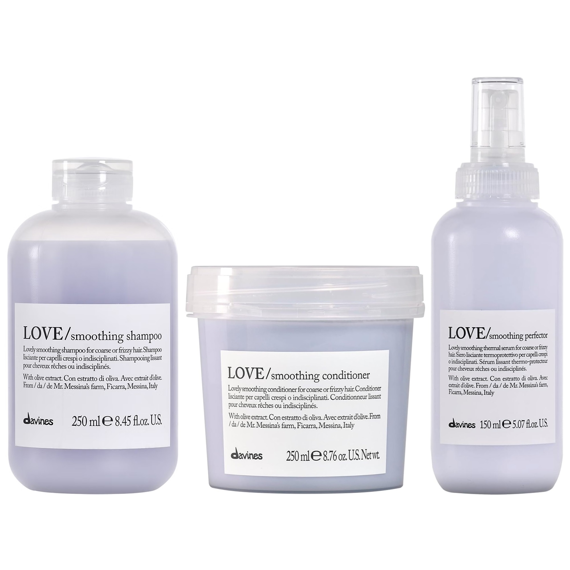 SHAMPOO 250ML + ACONDICIONADOR + SÉRUM DAVINES LOVE SMOOTHING - 1
