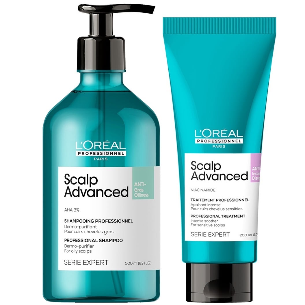 SHAMPOO ANTIGRASA 500ML + ACONDICIONADOR LOREAL SCALP ADVANCED - 1