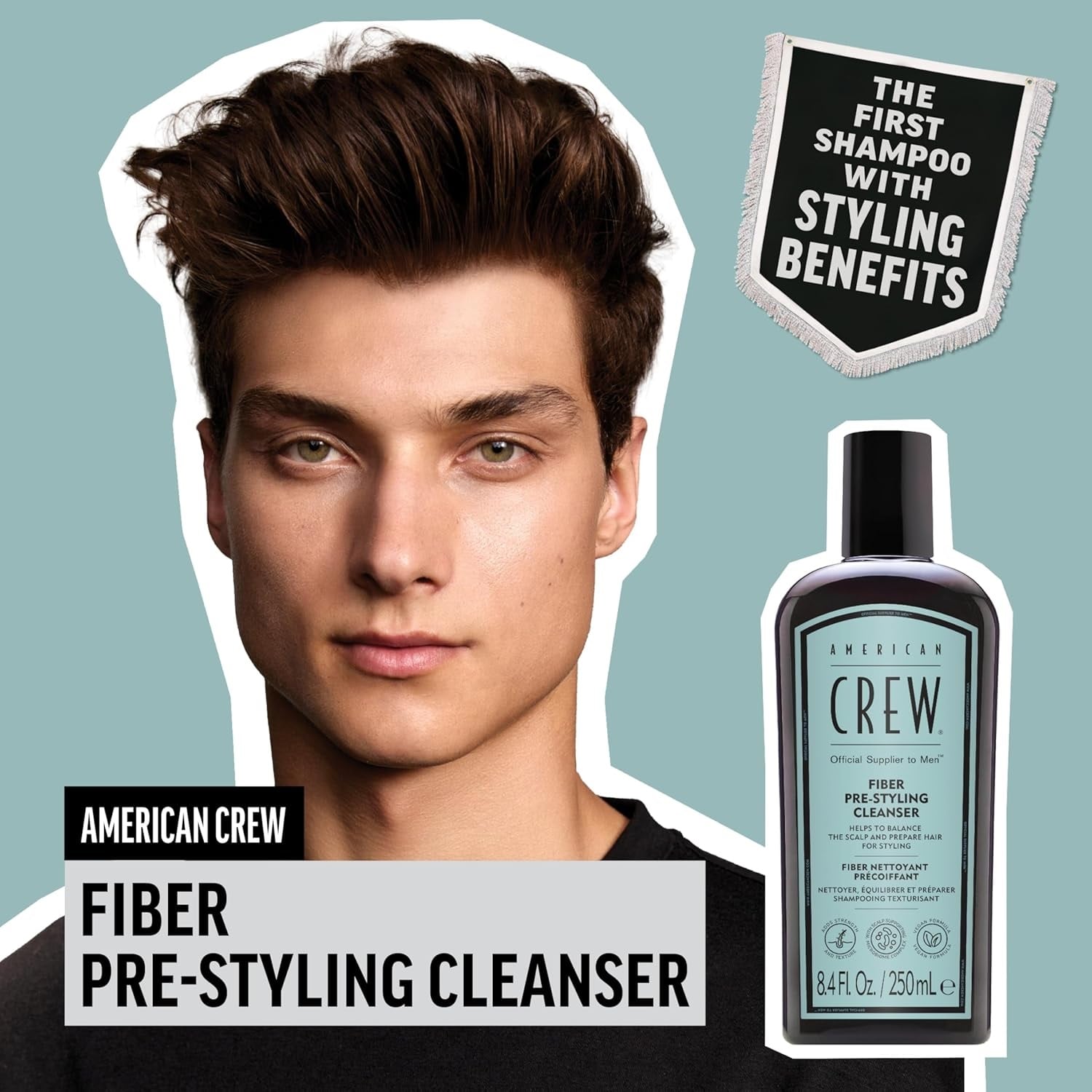 SHAMPOO FIBER PRE-STYLER CLEANSER AMERICAN CREW MEN 250ML - 2