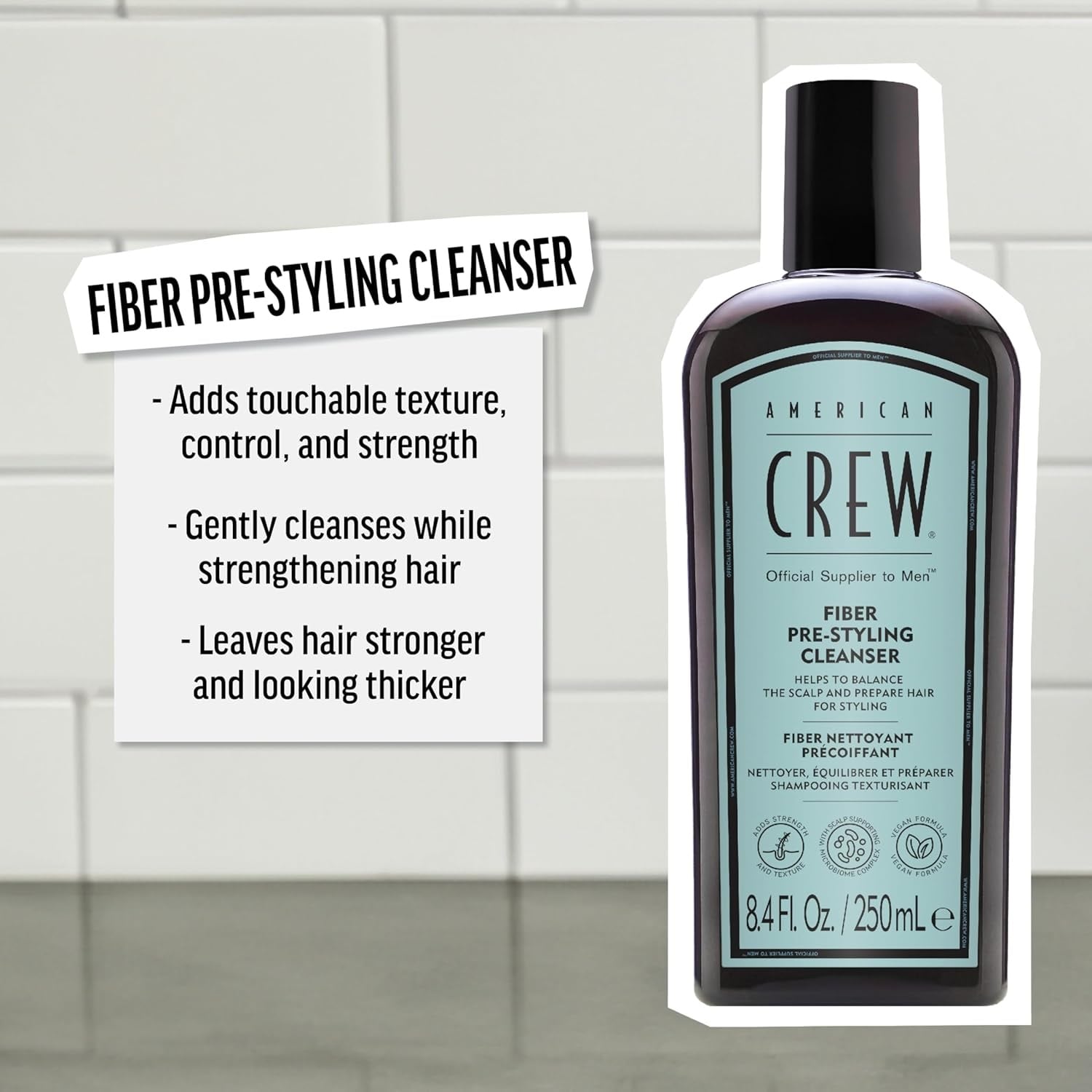 SHAMPOO FIBER PRE-STYLER CLEANSER AMERICAN CREW MEN 250ML - 3