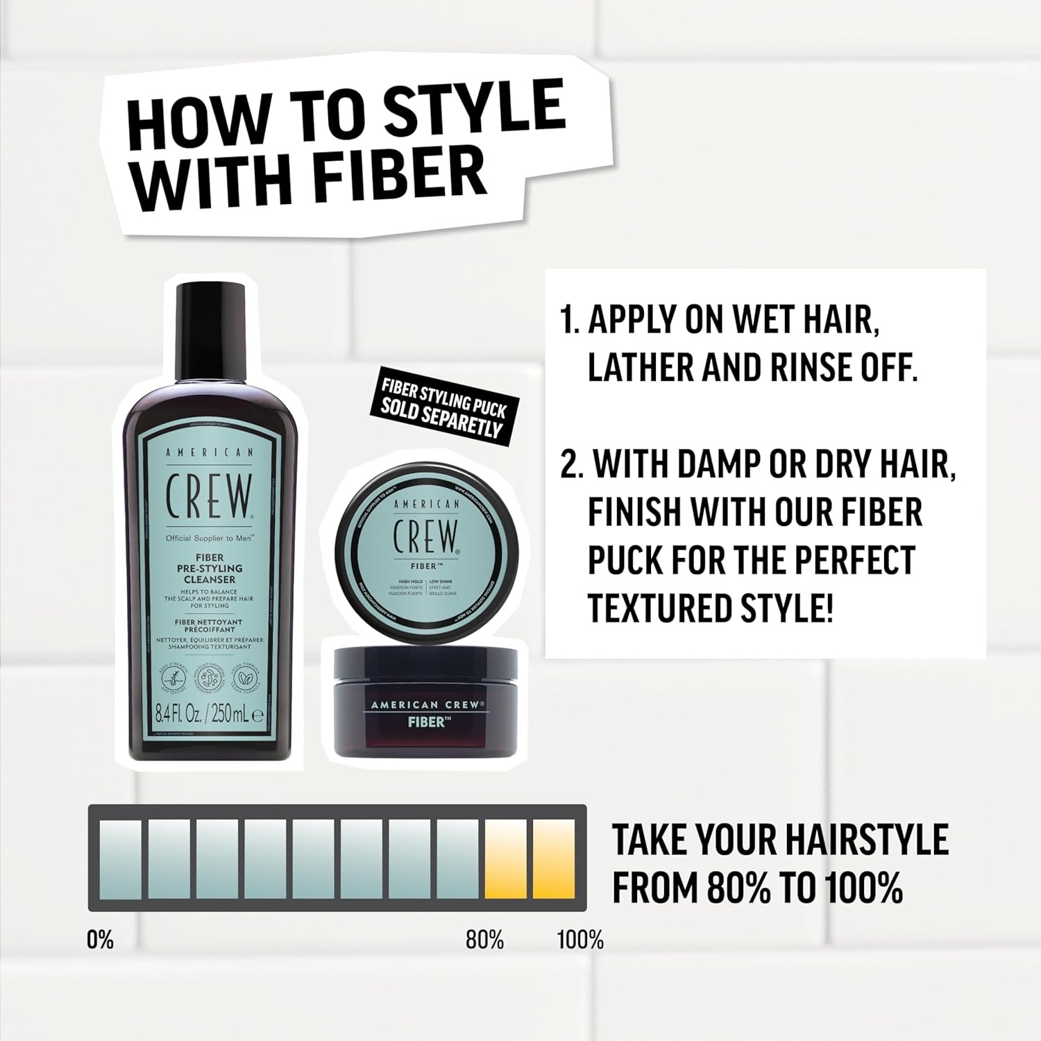 SHAMPOO FIBER PRE-STYLER CLEANSER AMERICAN CREW MEN 250ML - 7