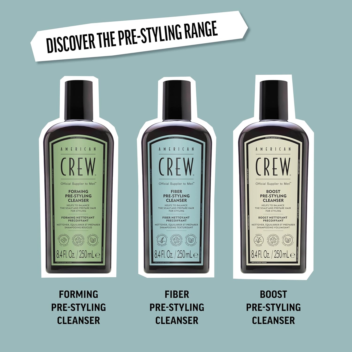 SHAMPOO FIBER PRE-STYLER CLEANSER AMERICAN CREW MEN 250ML - 8