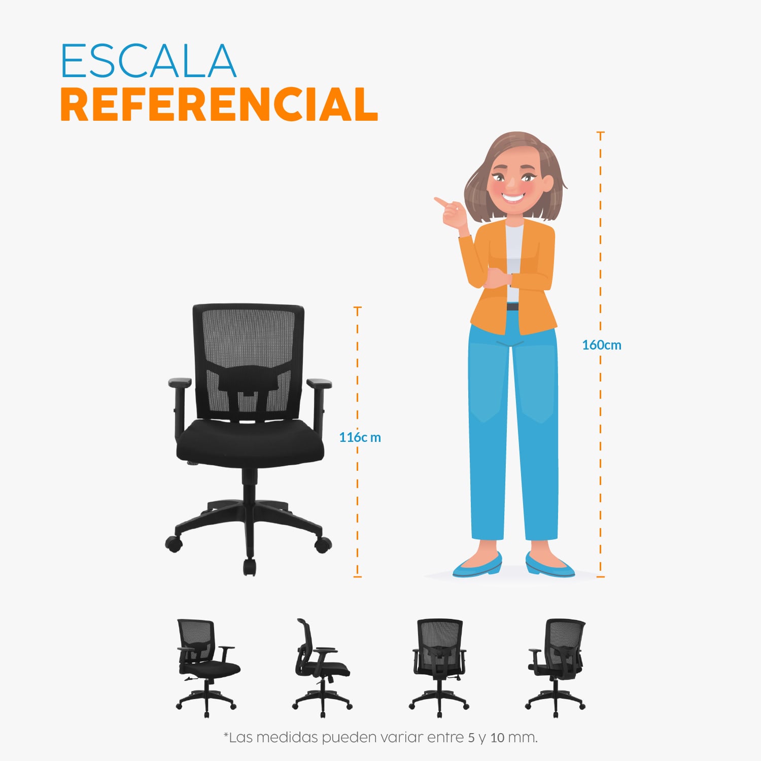 SILLA ERGONOMICA BONNO DELPHI BRAZOS REGULABLES NEGRO - 8