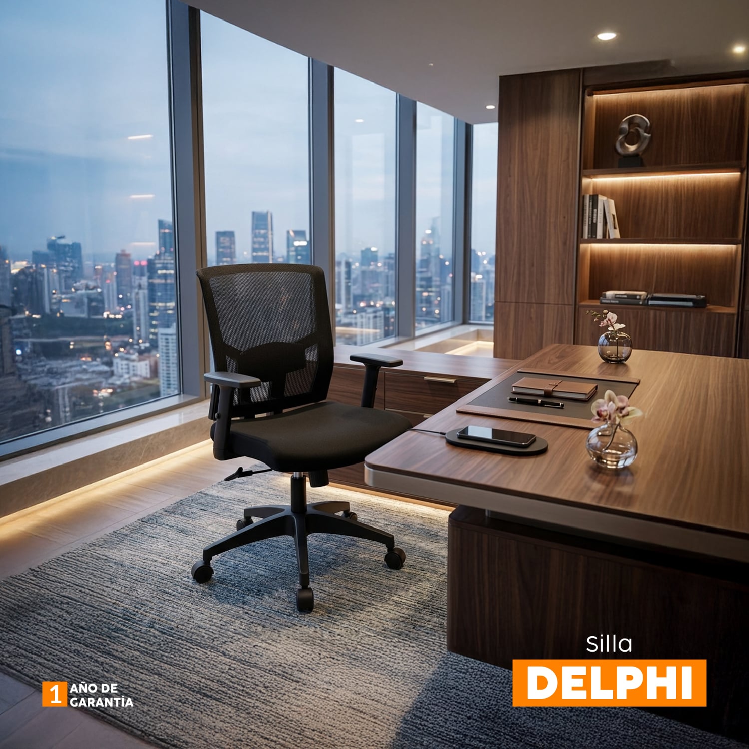 SILLA ERGONOMICA BONNO DELPHI BRAZOS REGULABLES NEGRO - 9