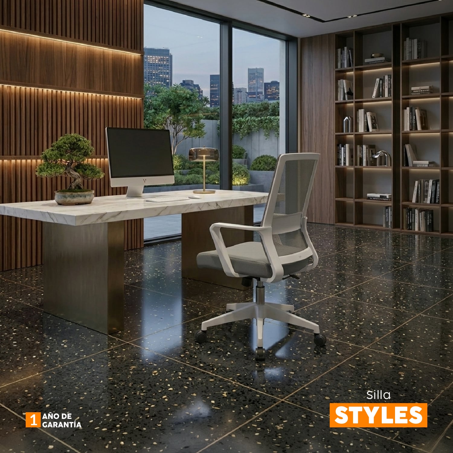 SILLA DE ESCRITORIO BONNO STYLES GRIS - 9