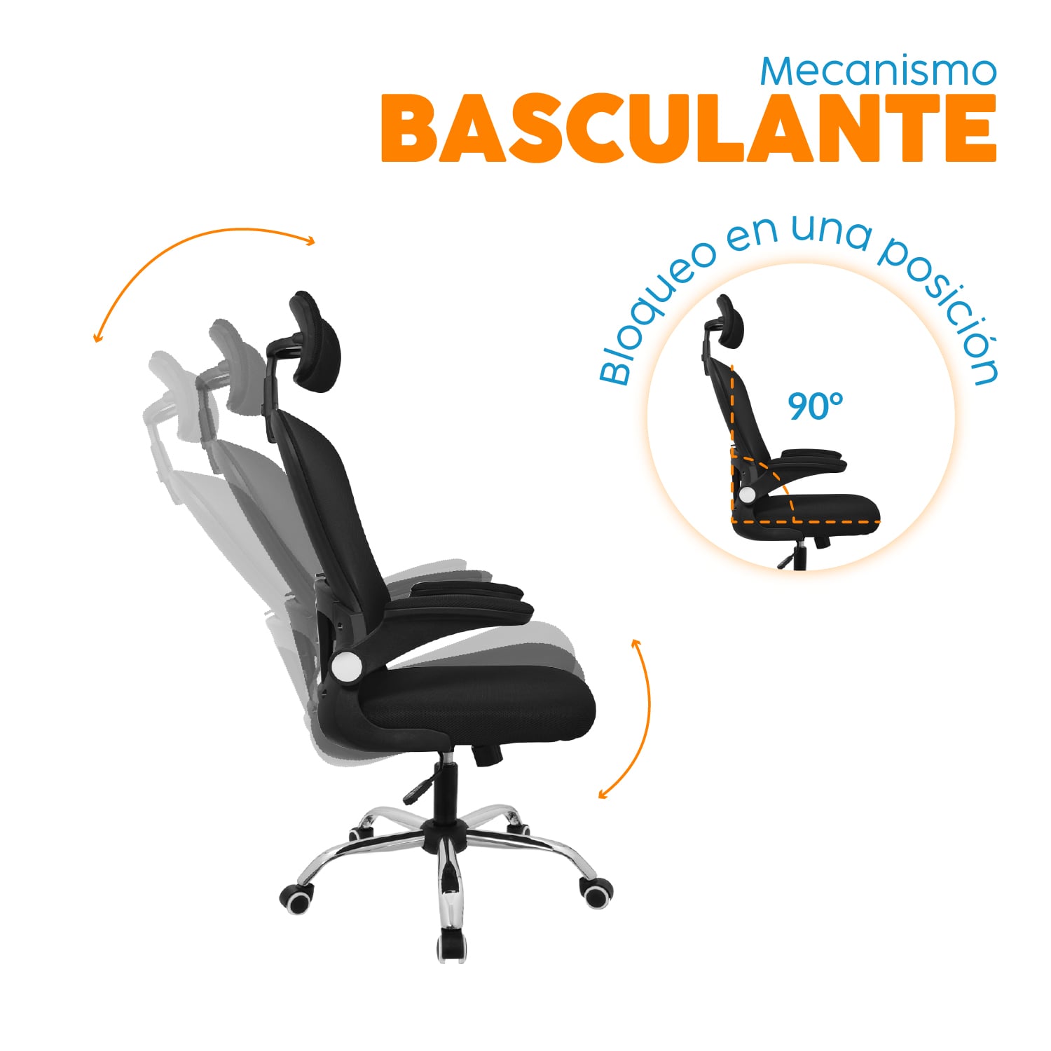 SILLA DE OFICINA CON CABECERO EVOK NEGRO BONNO - 2