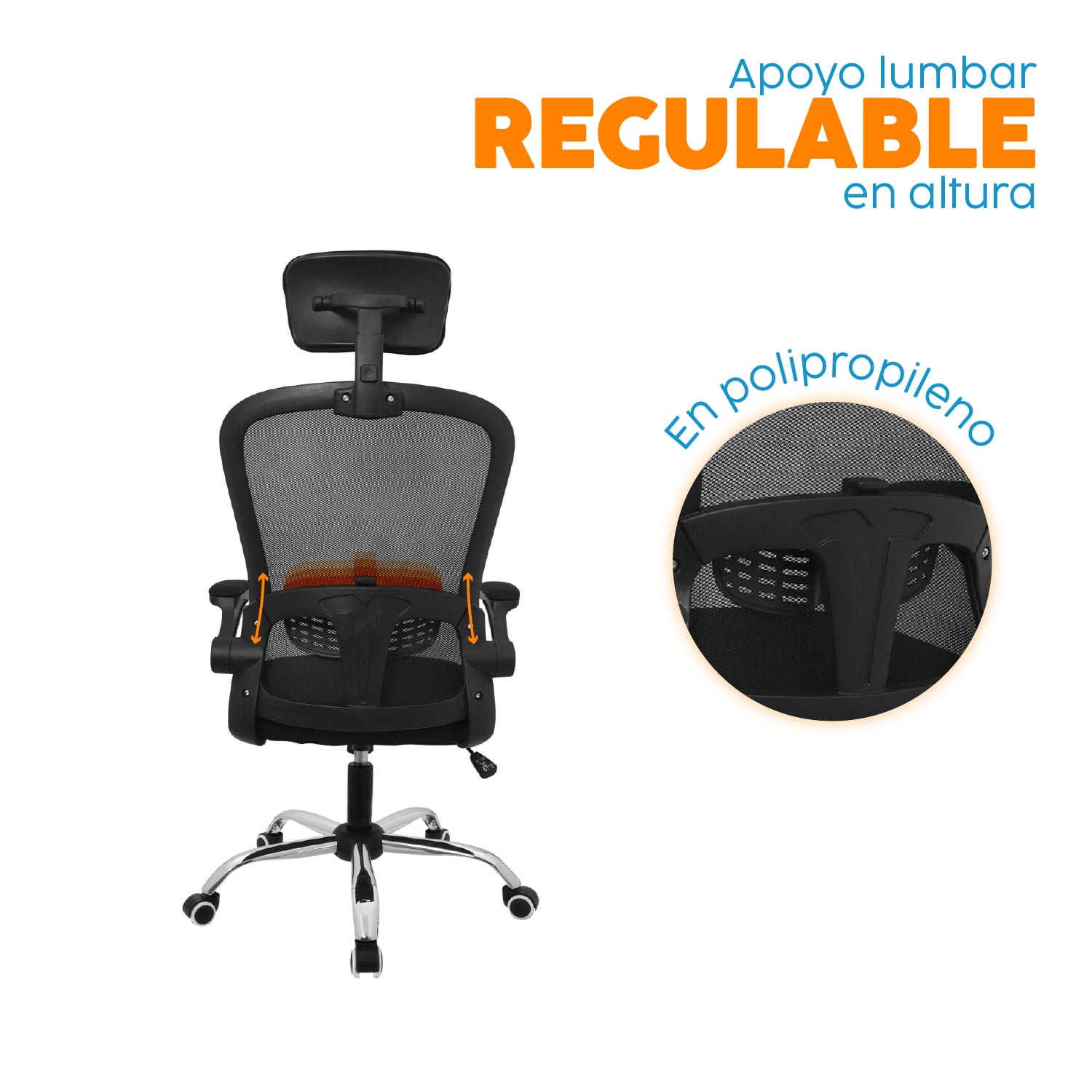 SILLA DE OFICINA CON CABECERO EVOK NEGRO BONNO - 4