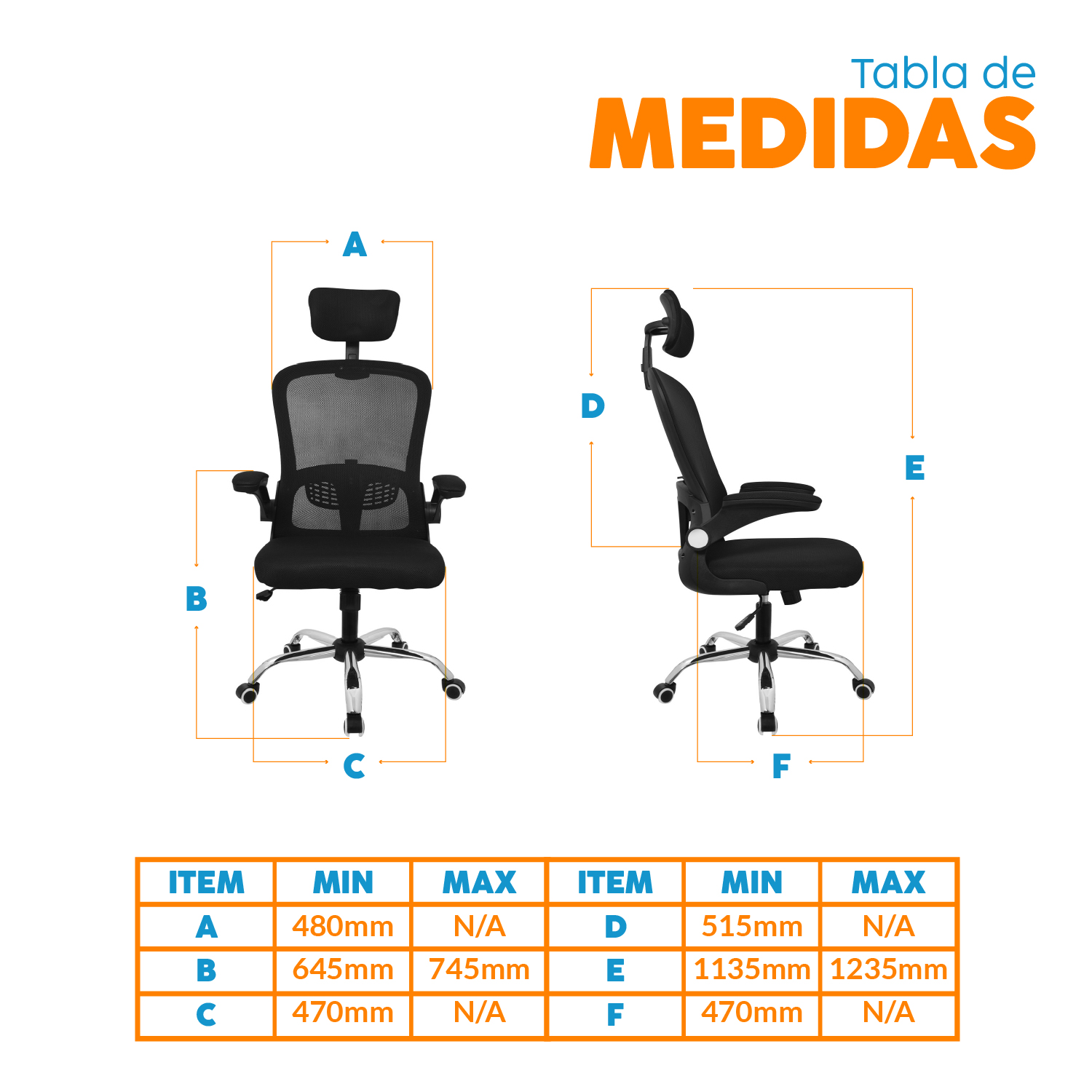 SILLA DE OFICINA CON CABECERO EVOK NEGRO BONNO - 5
