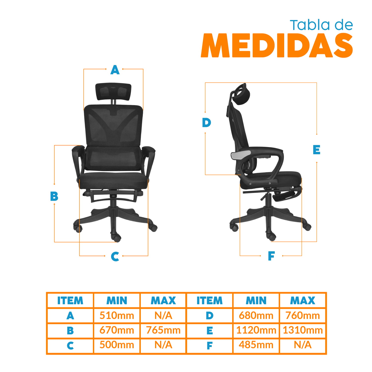 SILLA DE OFICINA CON CABECERO EVOX CON POSAPIÉS NEGRO BONNO - 5