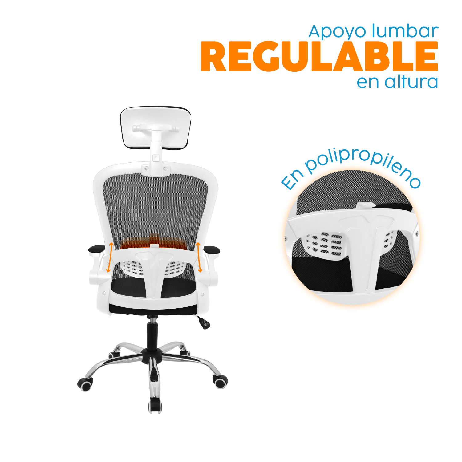 SILLA DE OFICINA CON CABECERO EVOK NEGRO/BLANCO BONNO - 4
