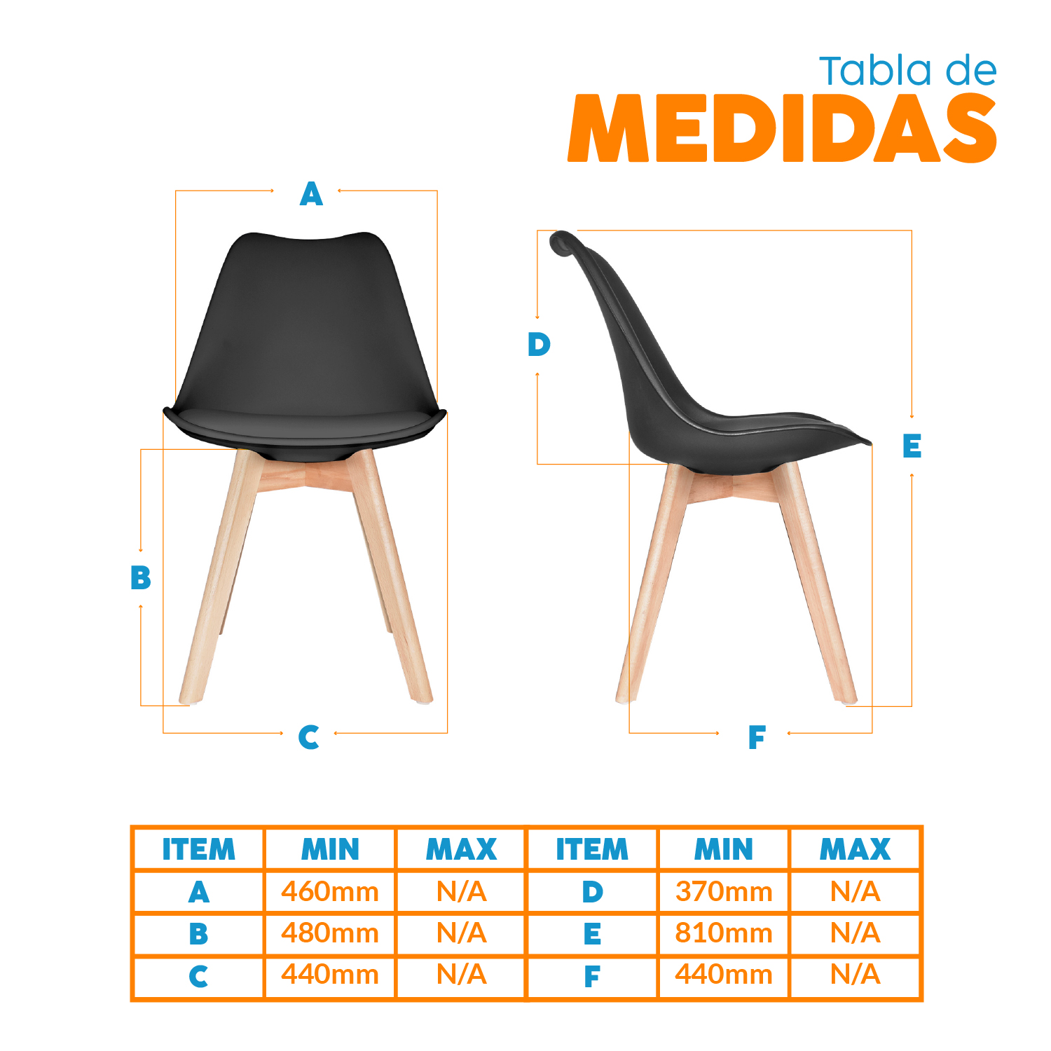 SILLA DE DISEÑO EMA NEGRO TAPIZADO BONNO - 4